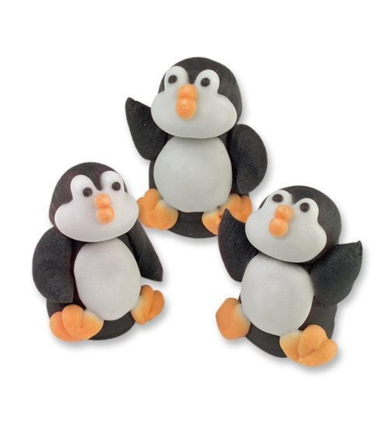 Sugar Penguins 3D - Edible Sugar Christmas Cupcake Toppers/Cake Decoration