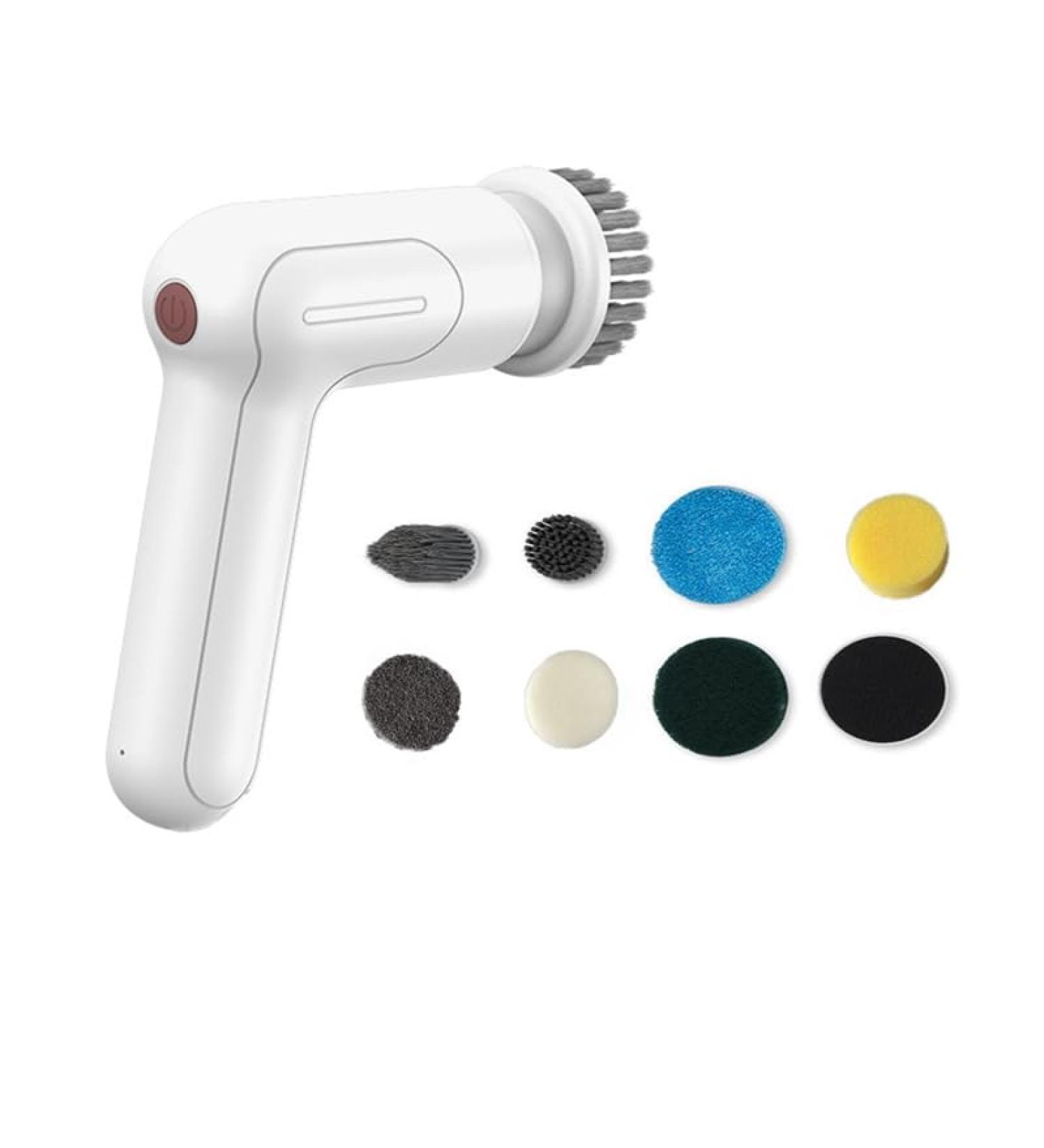 Firstrays Electric Scrubber Cordless Shower Scrubber with 8 Replacement Heads Bathroom Scrubber & Waterproof Electric Easy Install - Buy Online on GoSupps.com