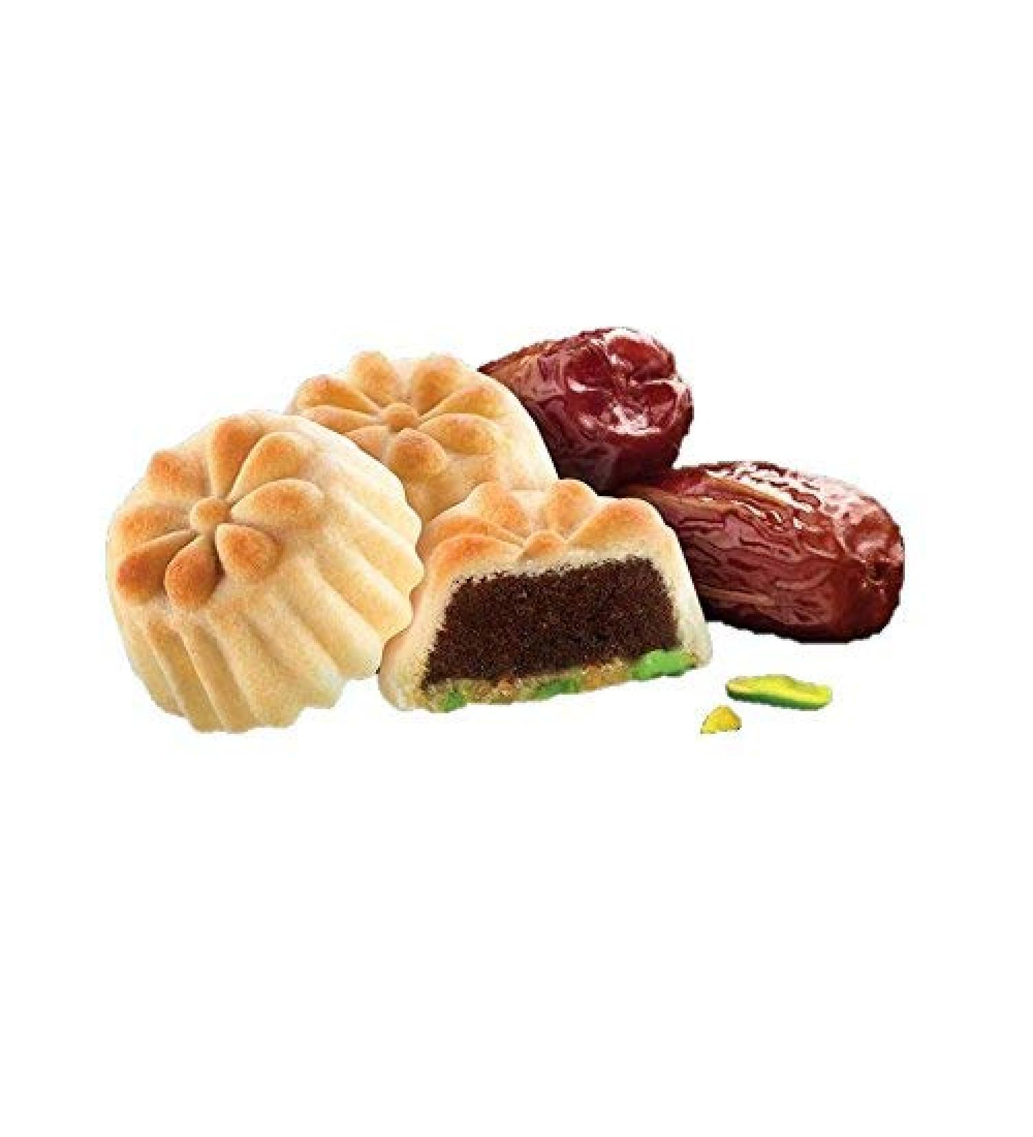 Maamoul Cookies Dates Nuts Filled| 35 Pieces (17 Oz)| Gourmet Oriental Dessert, Middle Eastern/ Arabic Fistikli Baklava Pastry| Healthy Crackers, Light Treats in Elegant Gift Box 1.1 Pound (Pack of 1)
