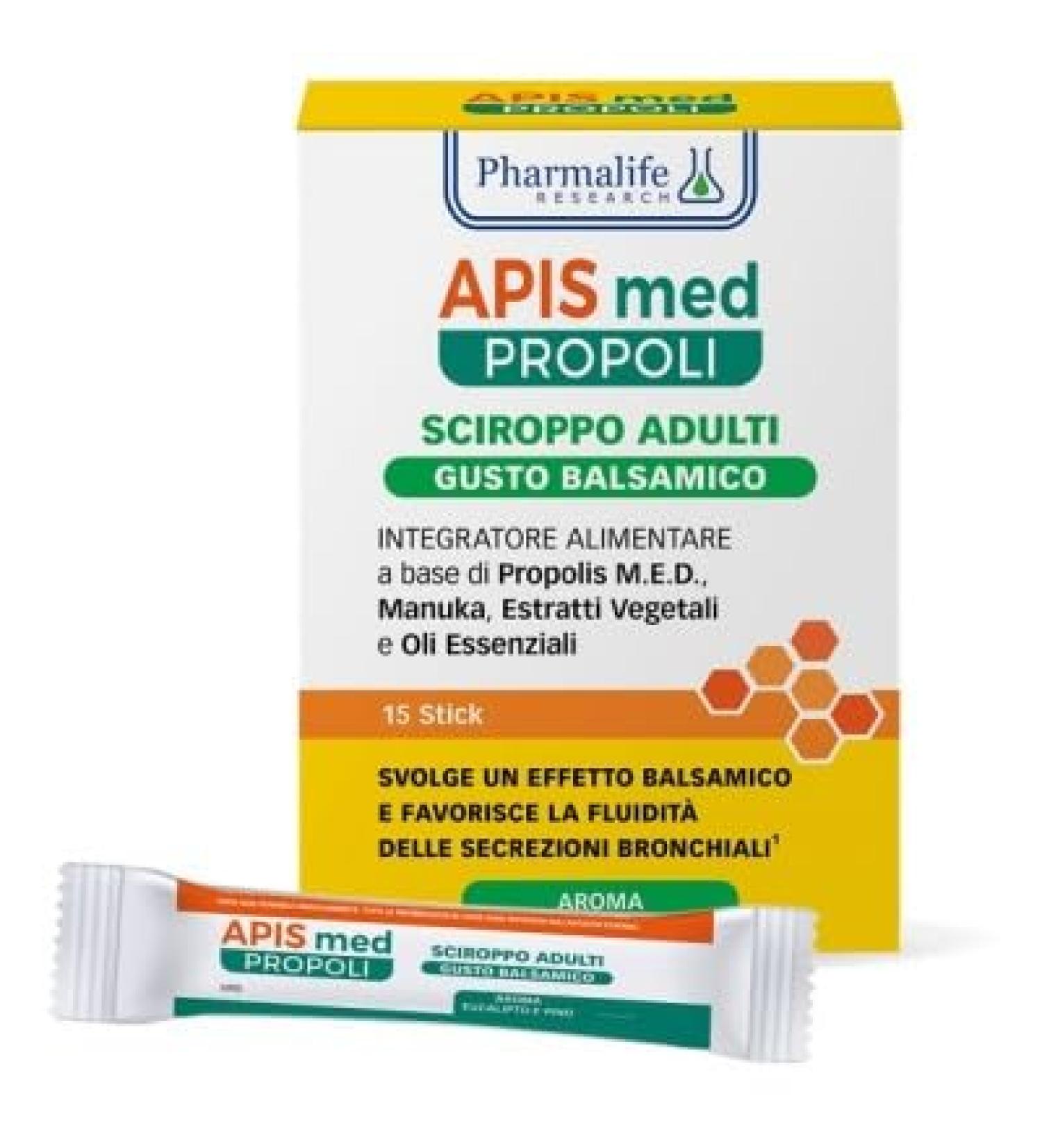 Pharmalife Apis med Propolis - Adult Syrup Food Supplement with Propolis and Essential Oils 15 Stick