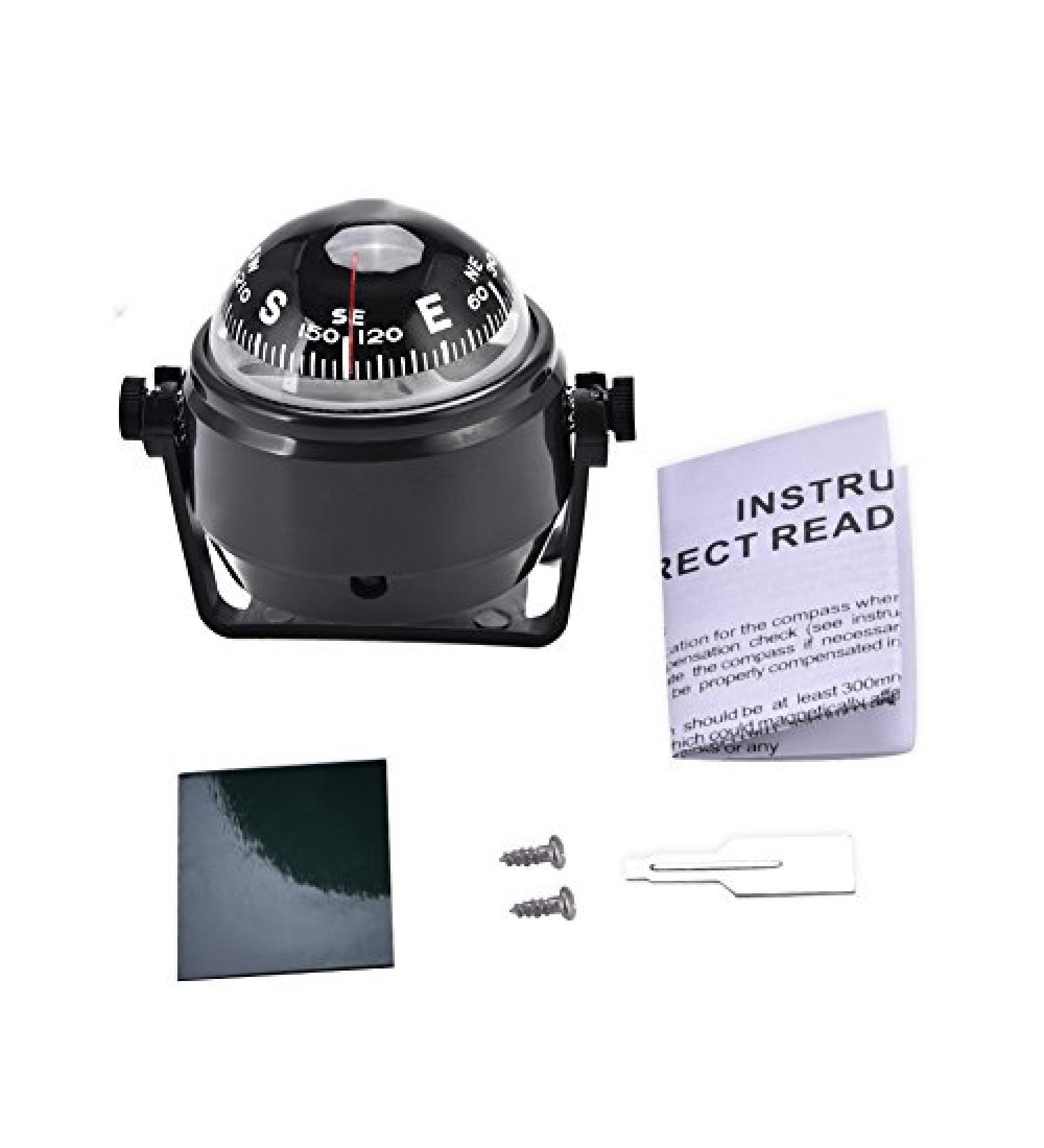 Black Electronic Car Mount Compass | Declination Adjustable Military Marine Ball | Night Vision Dashboard Marine Compass for Boats - Buy Online on GoSupps.com