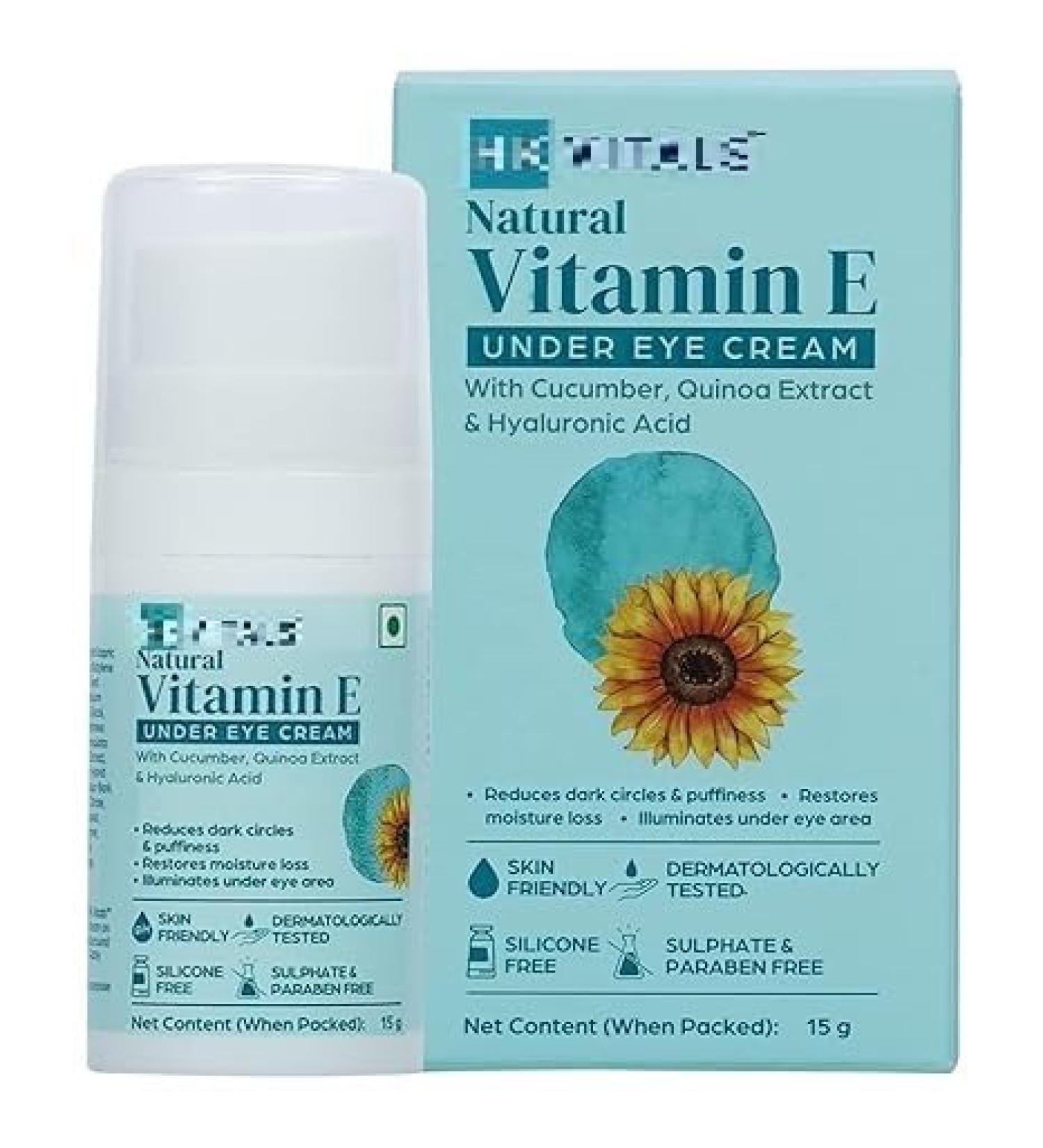 PUB Vitamin E Under Eye Cream for Dark Circles for Women & Men Reduces Puffiness Restores Moisture Loss & Illuminates Under Eye Area All Skin Types 15 gm