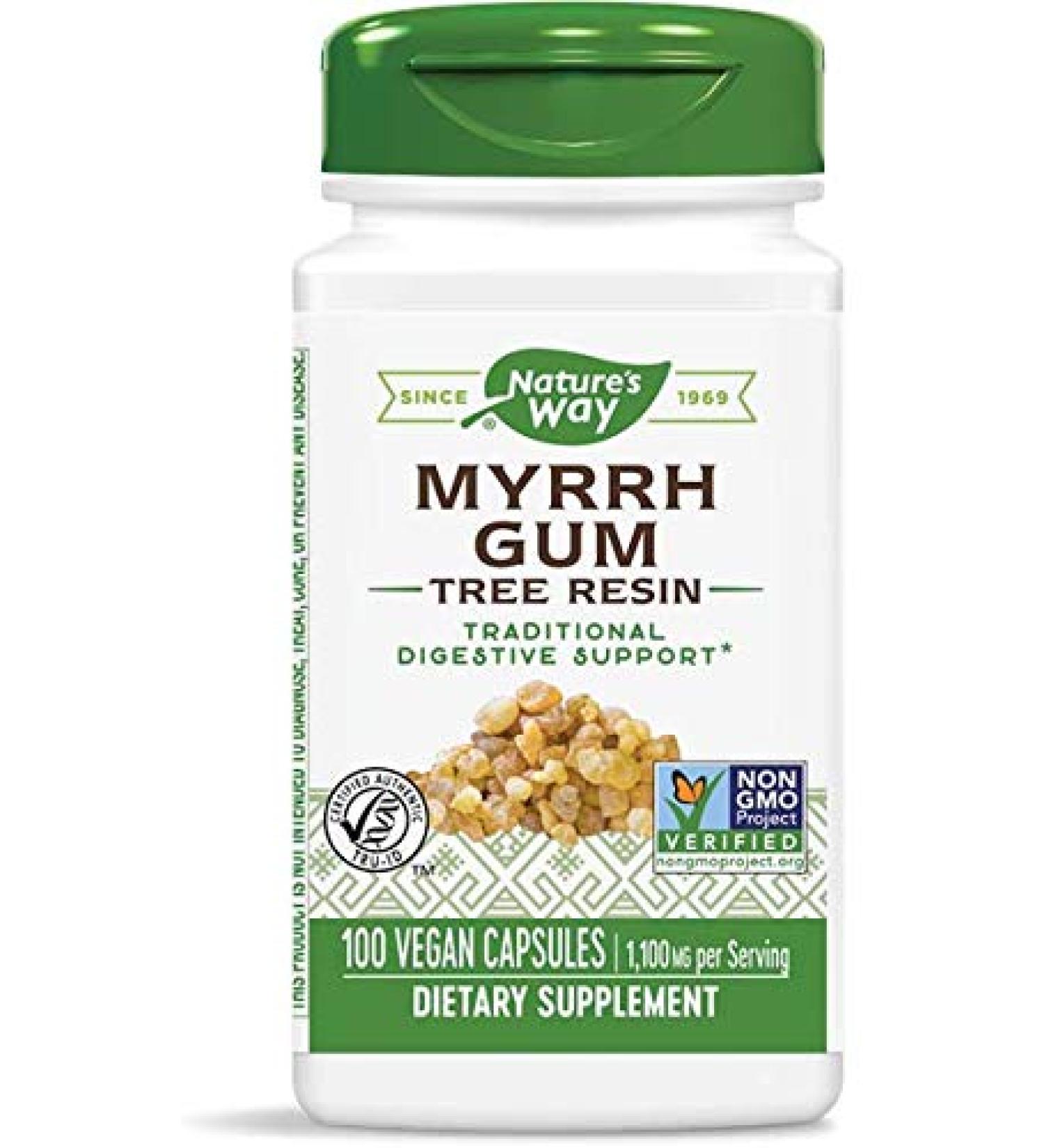 Nature's Way Myrrh Gum Tree Resin 1100 mg - 100 Vegan Capsules for Immunity & Wellness - Buy Online on GoSupps.com
