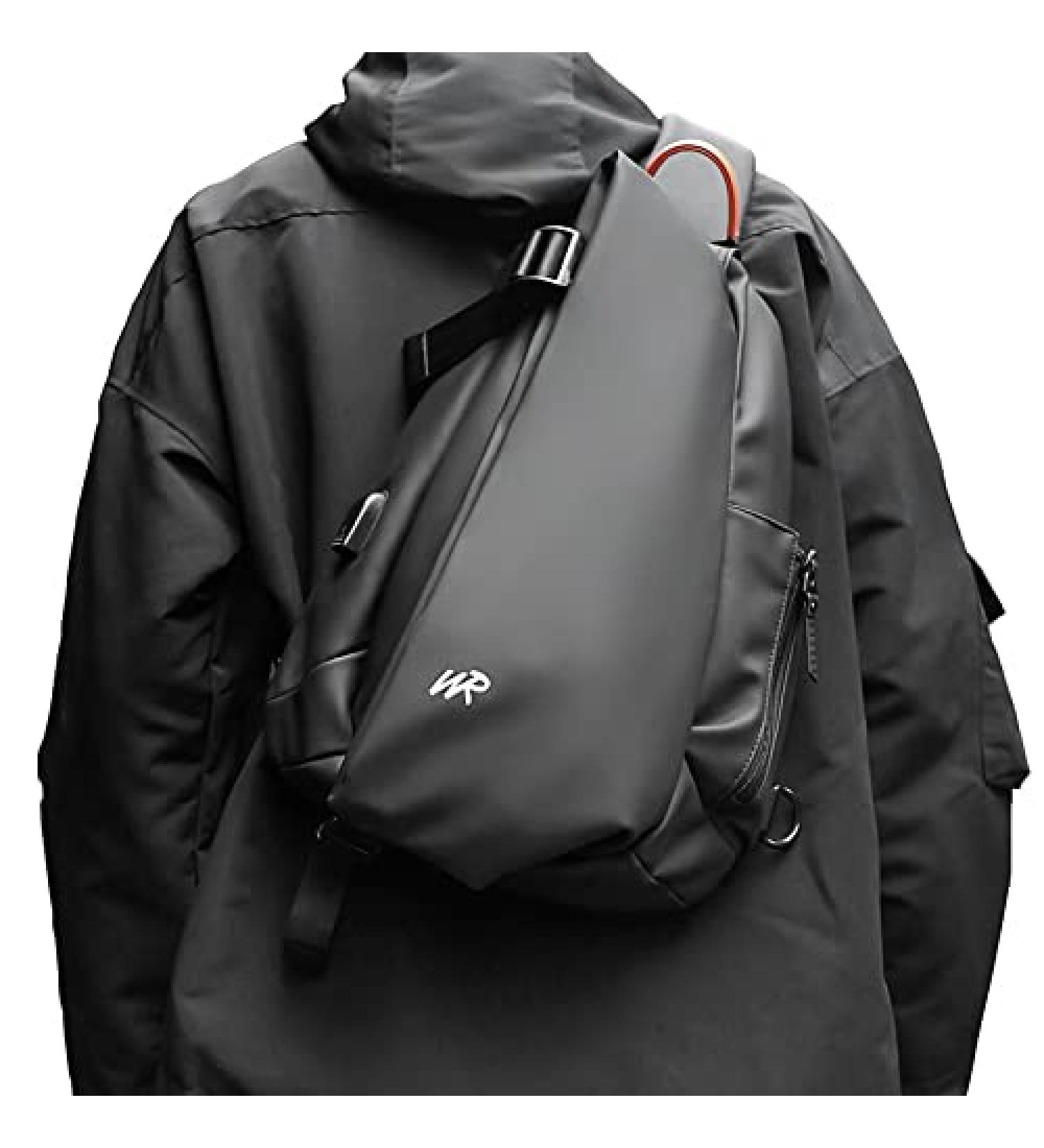 Anti-Theft Crossbody Sling Bag for Men Women Small Backpack One Shoulder Bag Chest Bag Sling Backpack Water Resistant Black-large (Magnetic Strap Buckle) - Buy Online on GoSupps.com