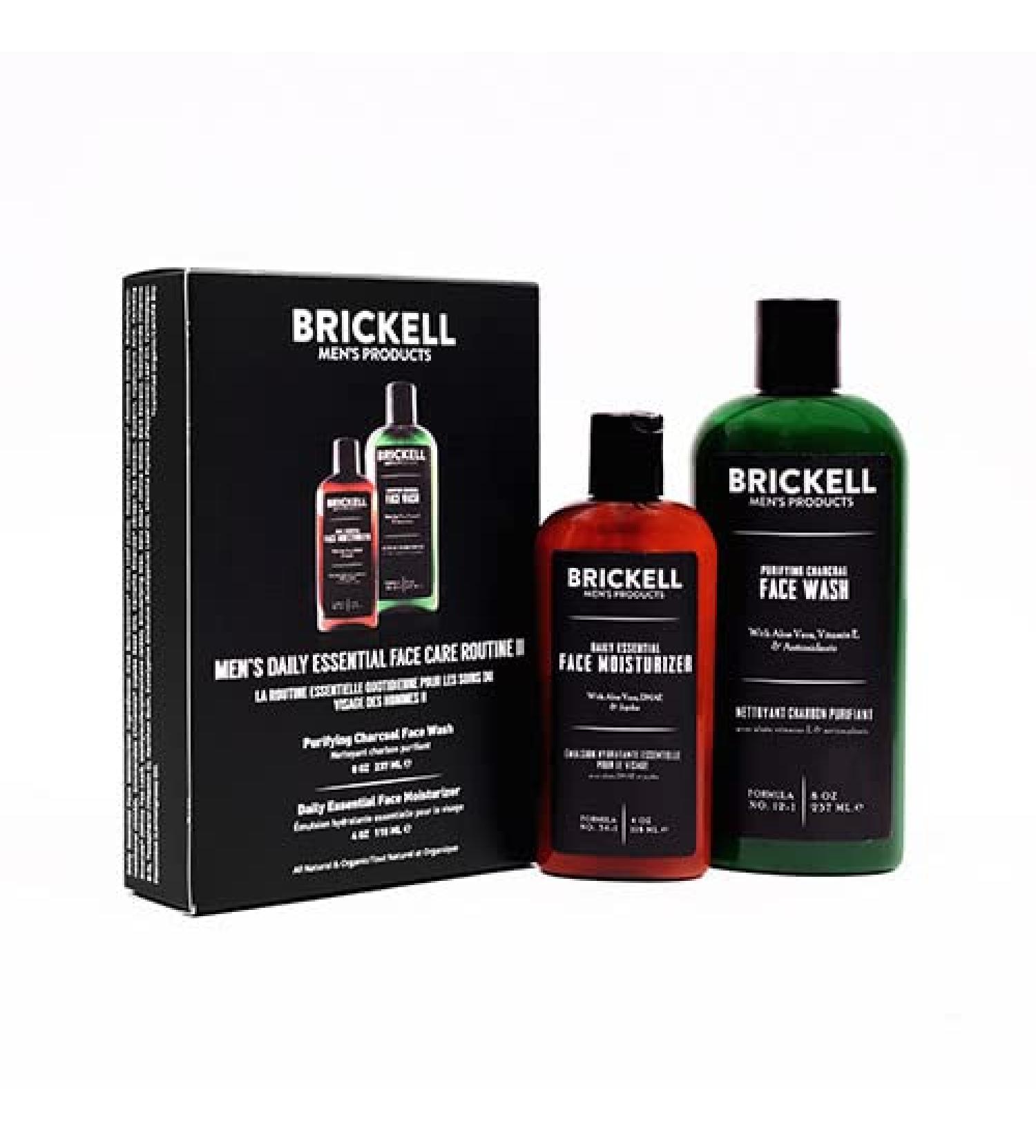 Brickell Men's Daily Face Care Routine II - Charcoal Face Wash and Moisturizer Set | Natural & Organic | Unscented | Skincare Gift - Buy Online on GoSupps.com