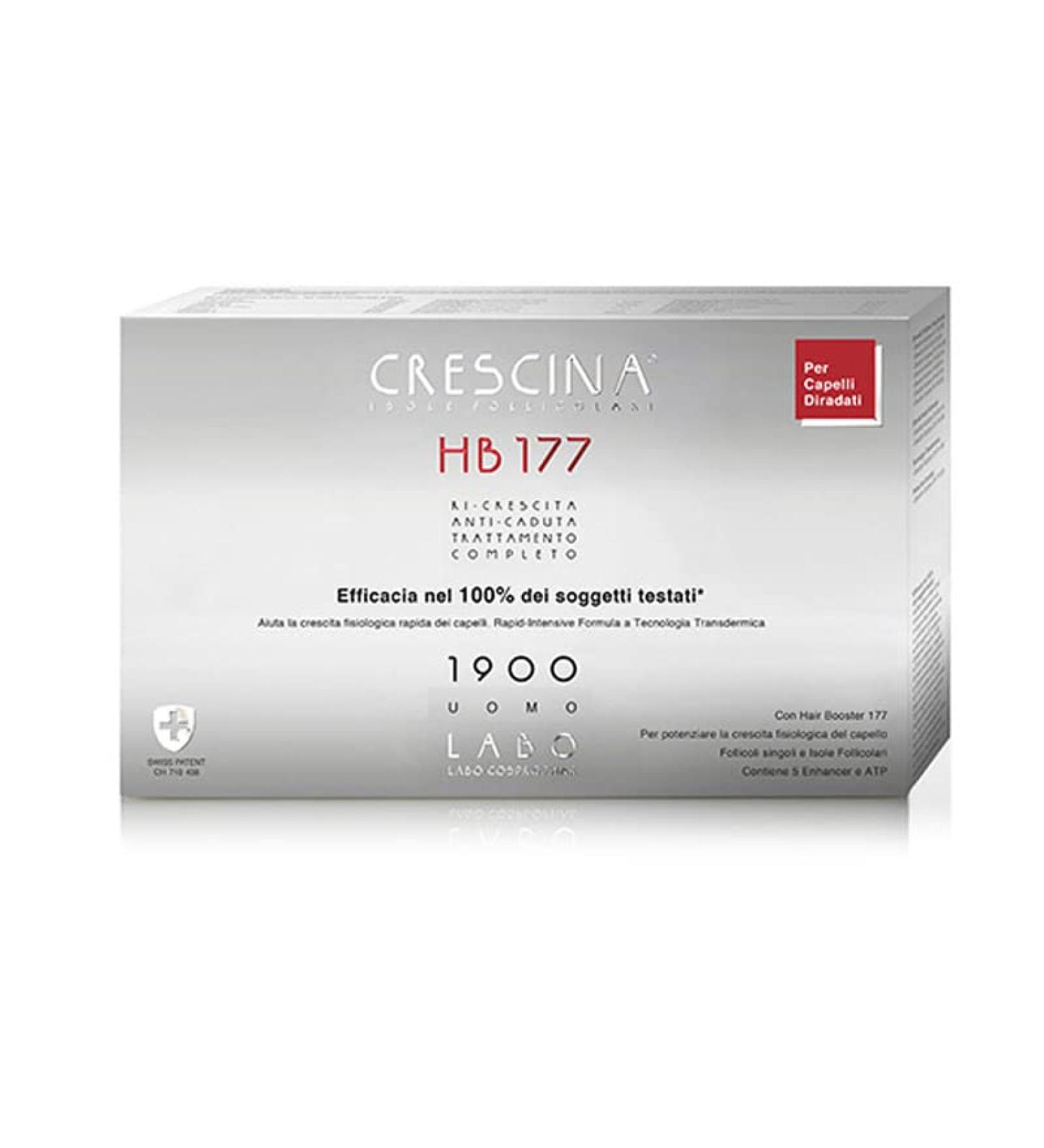 Crescina Transdermic Follicular Islands HB 177 and Anti-Fall Treatment Complete Hair Booster 1900 Man 20+20 vials