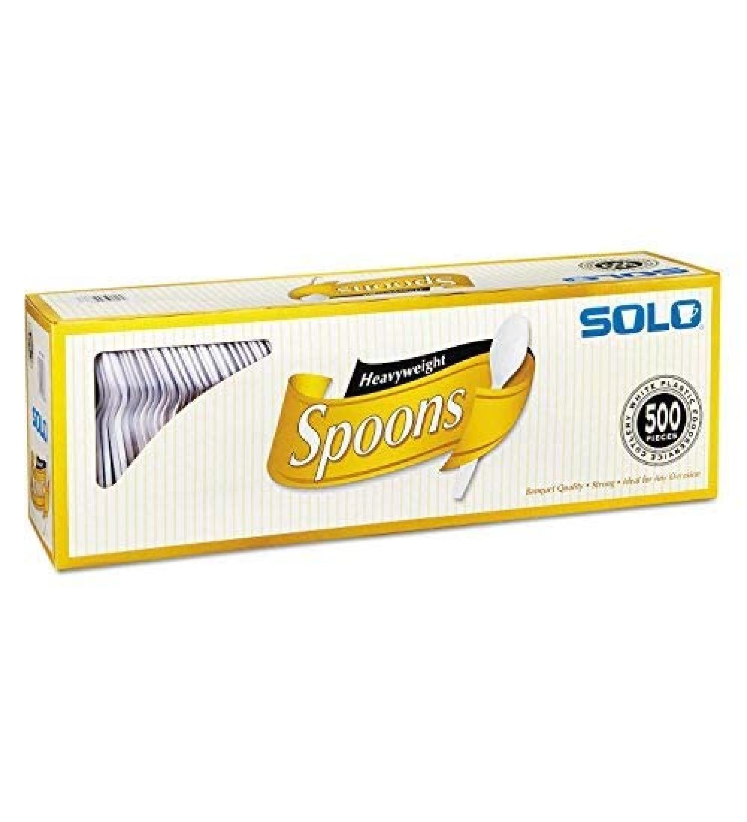 SOLO Cup Company Heavyweight Plastic Cutlery, Spoons, White, 6 in, 500/Carton