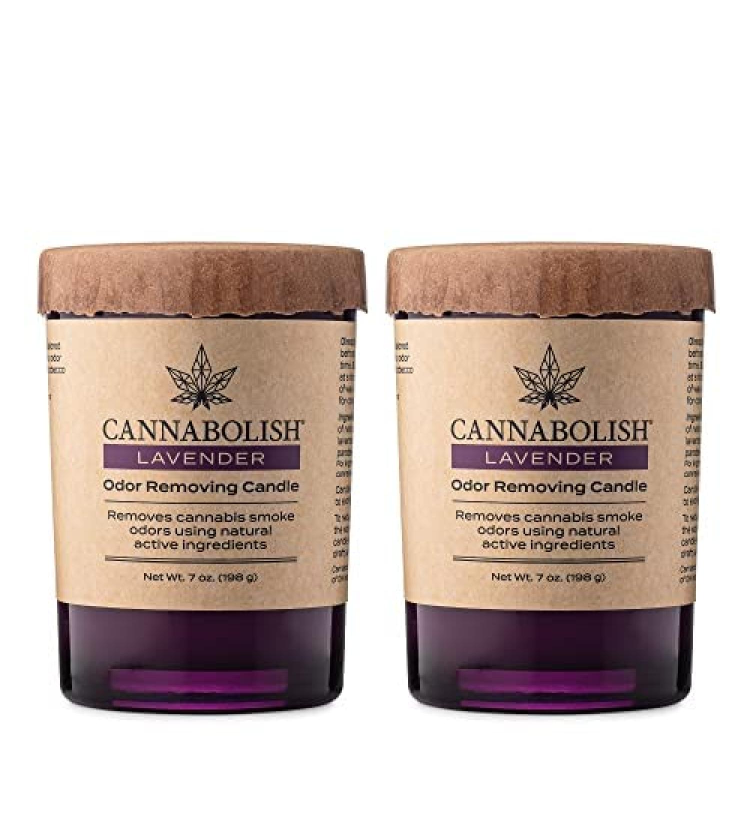 Cannabolish Lavender Smoke Odor Eliminating Candle 7 oz - Pack of 2 | Natural Ingredients - Buy Online on GoSupps.com