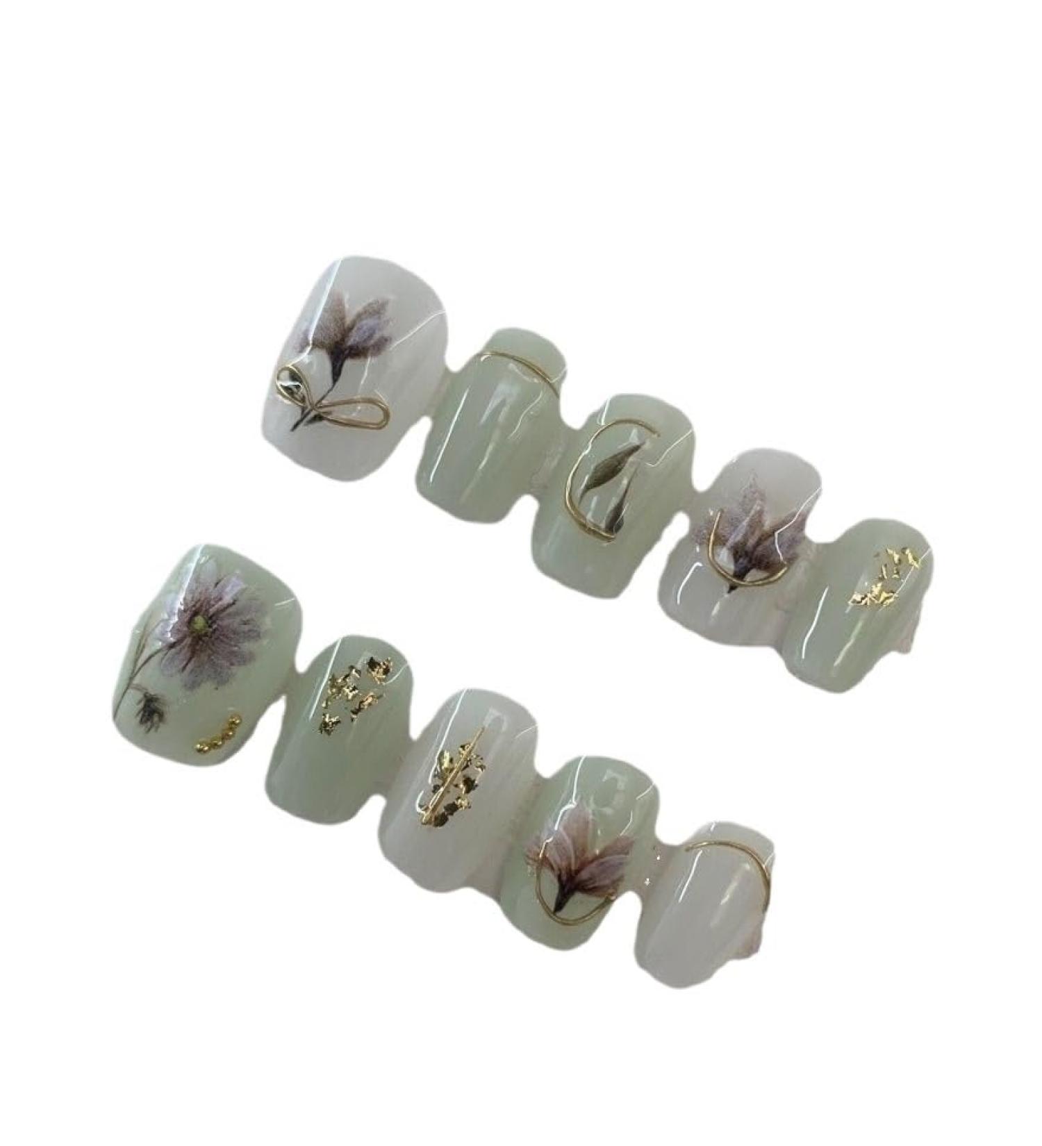 Hand worn nail art patches fake nails nail patches flower fake nails (Color : A Size : S) - Buy Online on GoSupps.com