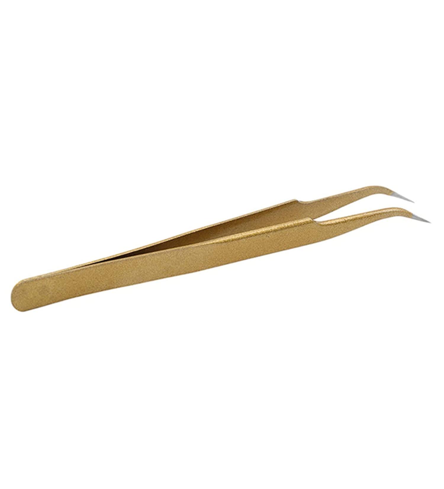 Professional Stainless Steel Golden Eyelash Extension Tweezers - Precision Tool for Lash Supplies - Buy Online on GoSupps.com