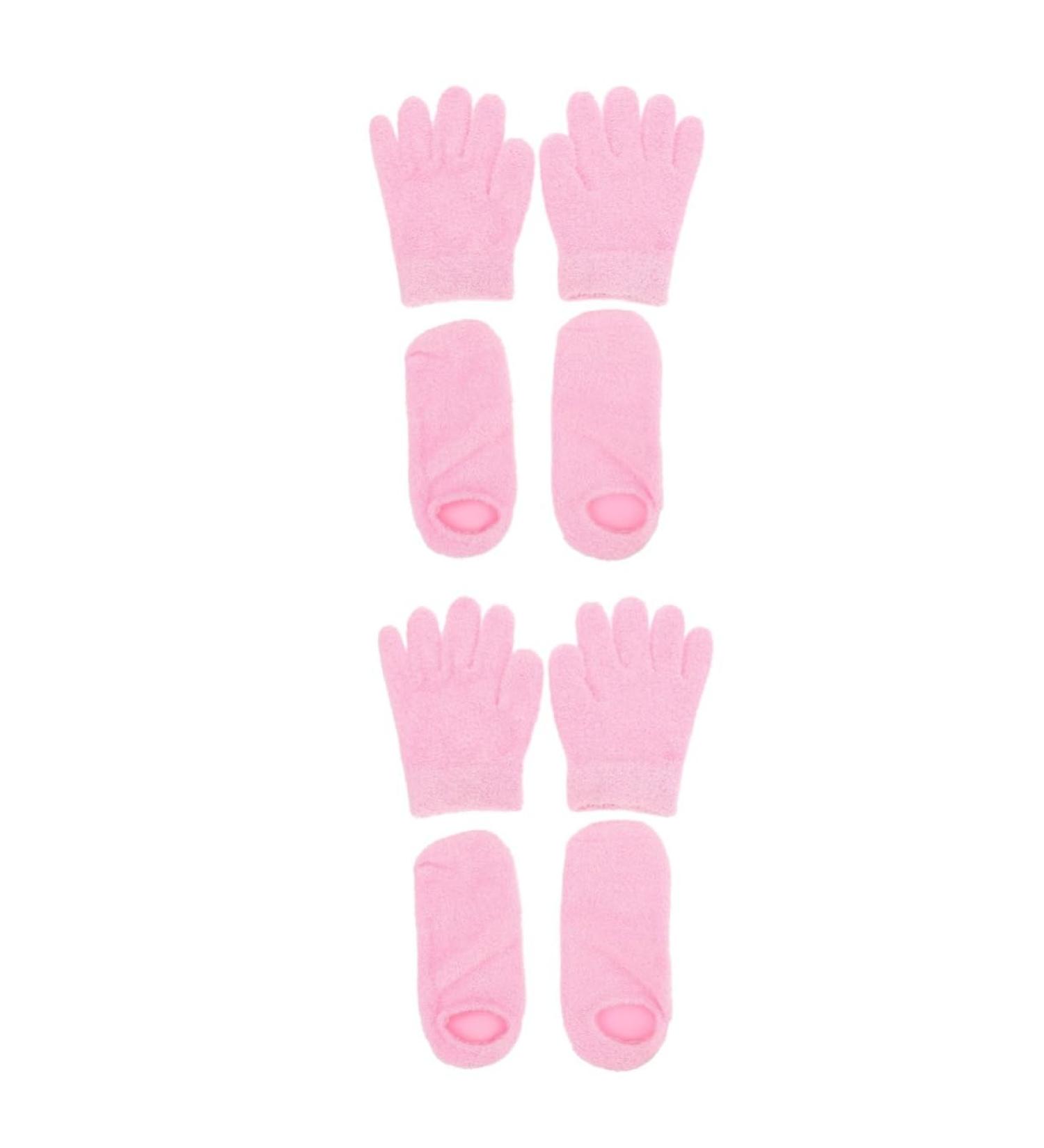 Healeved 4 Pairs Gel Care Kit Dry Skin Foot Socks Moisturizing Gloves and Socks Skin Care Kit Whitening Gel Gloves for Spa Gloves for Men Skin Care Gloves Yarn Pink Man Set Heel - Buy Online on GoSupps.com