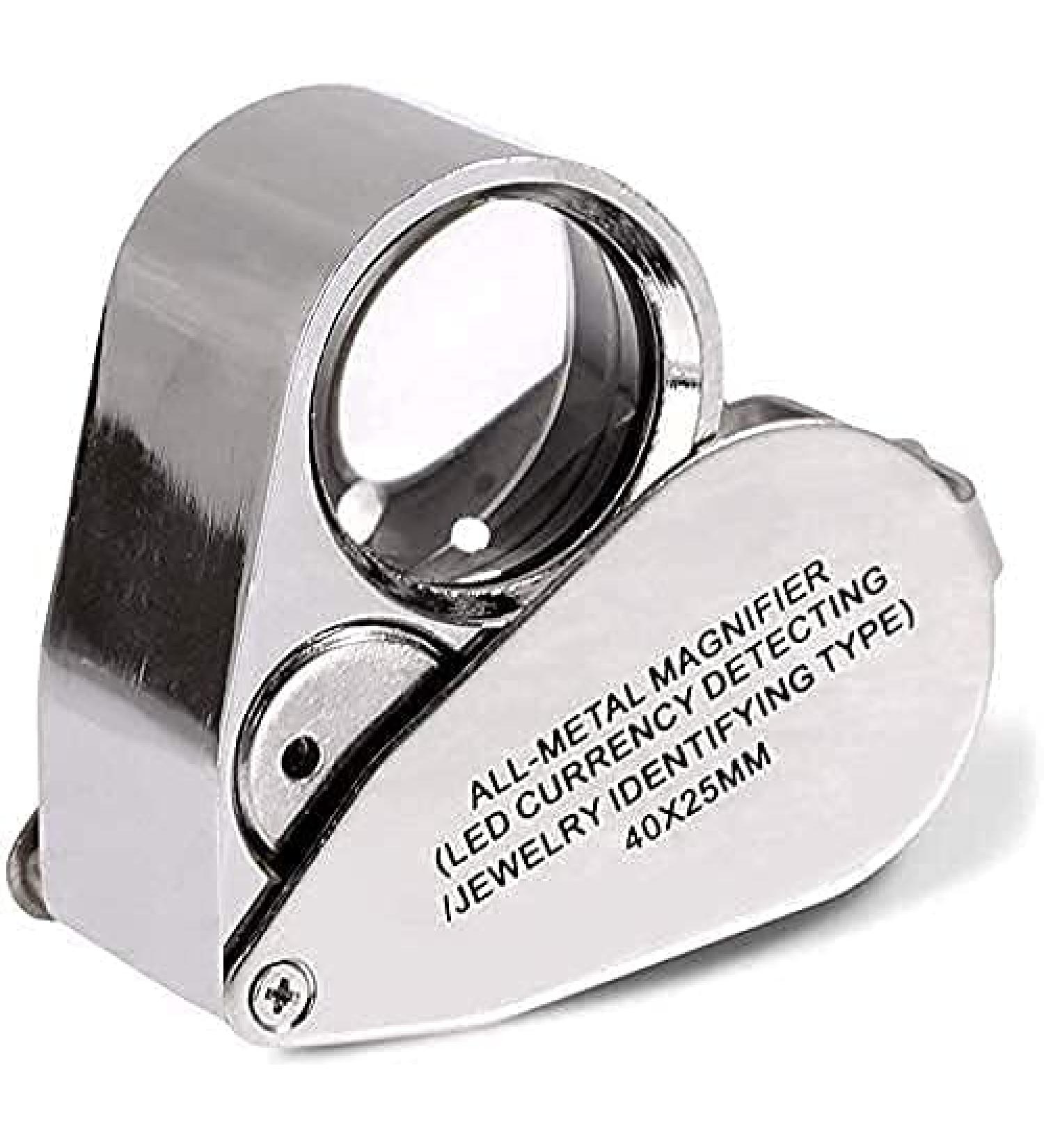 Magnifying Glass Magnifier 40x Full Metal Illuminated Magnifying Glass Jewellers Lens Eye Loupe with LED Light Reading Magnifying Glass Safehappy - Buy Online on GoSupps.com
