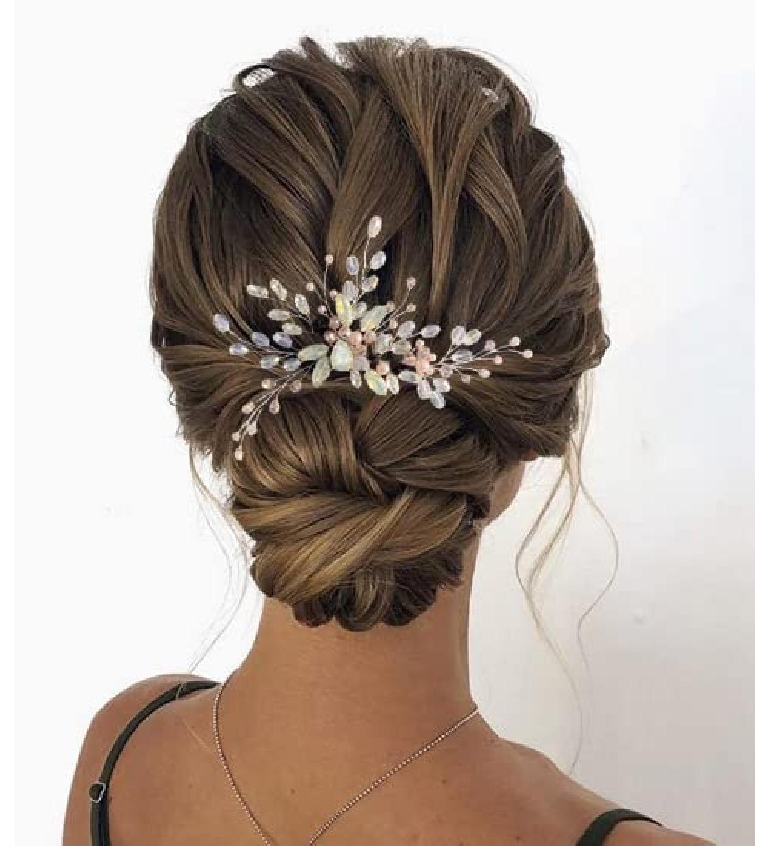 Unicra Crystal Bride Wedding Hair Pins Silver Rhinestone Clips Headpiece Bridal Hair Accessories for Women and Bridesmaid - Buy Online on GoSupps.com