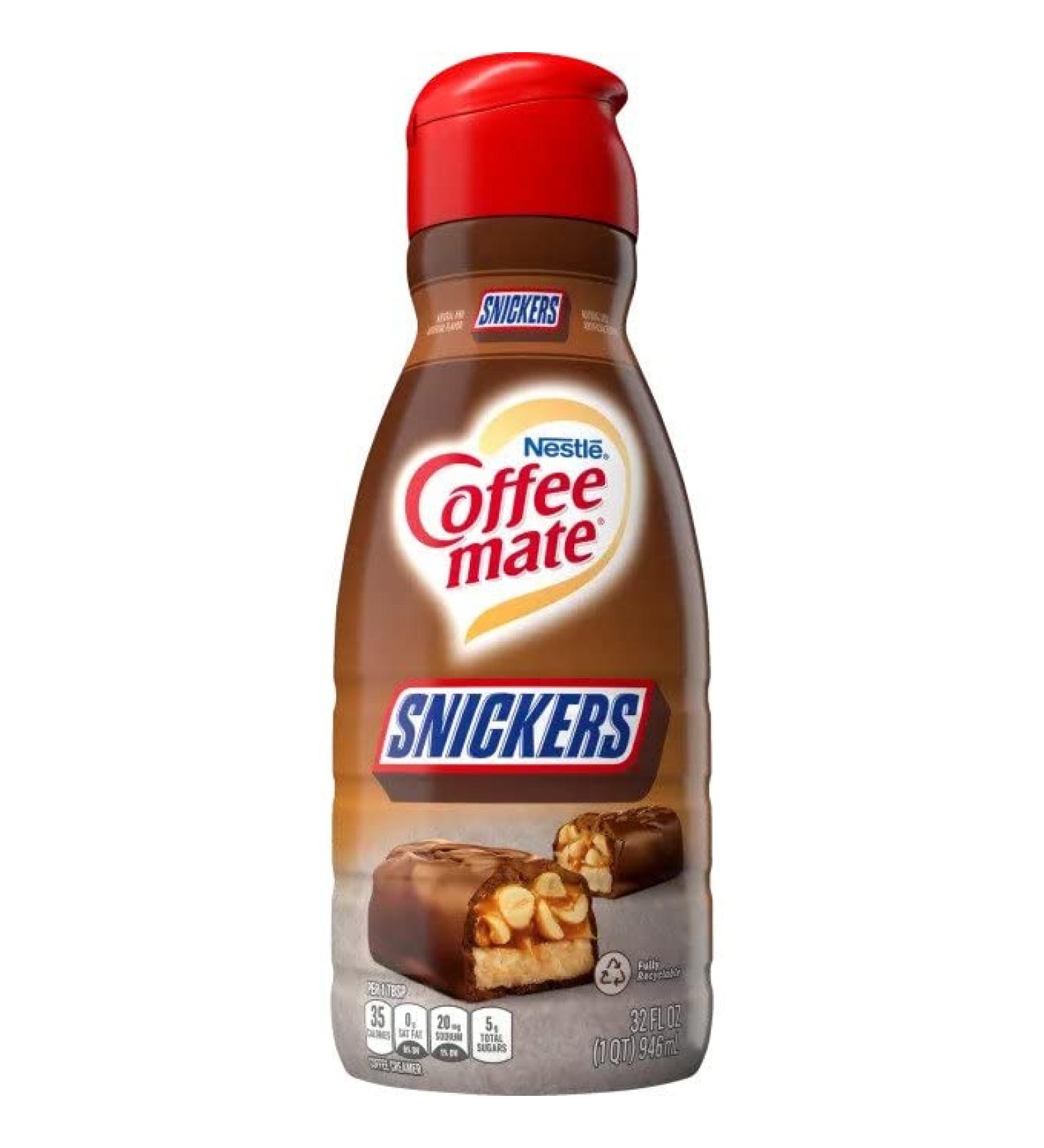 Coffee mate Snickers Liquid Coffee Creamer 32 fl oz (946ml) - Buy Online on GoSupps.com