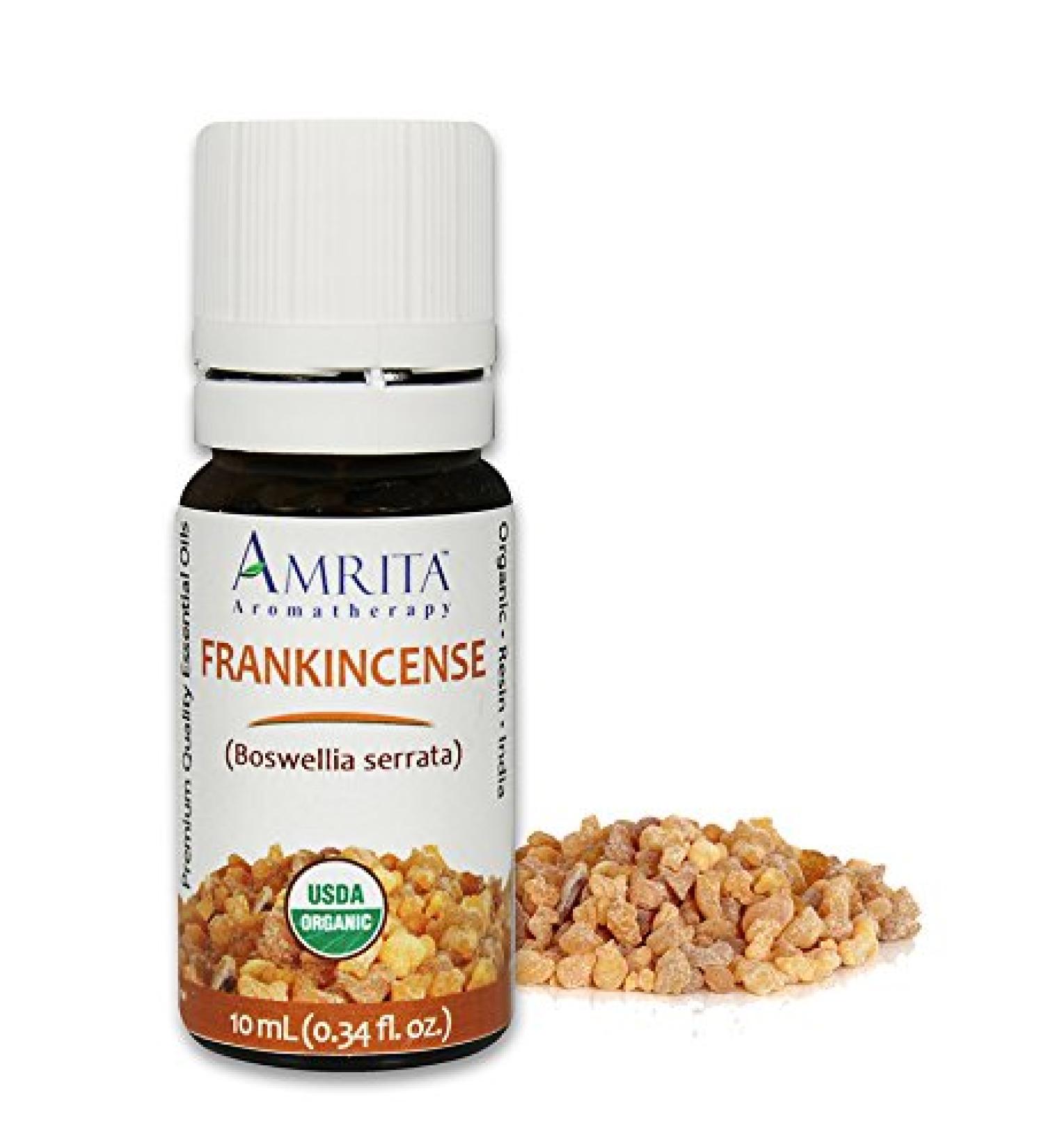 Amrita Aromatherapy Organic Frankincense Essential Oil 100% Pure Undiluted Boswellia serrata Therapeutic Grade Premium Quality Aromatherapy oil Tested & Verified 60ML - Buy Online on GoSupps.com