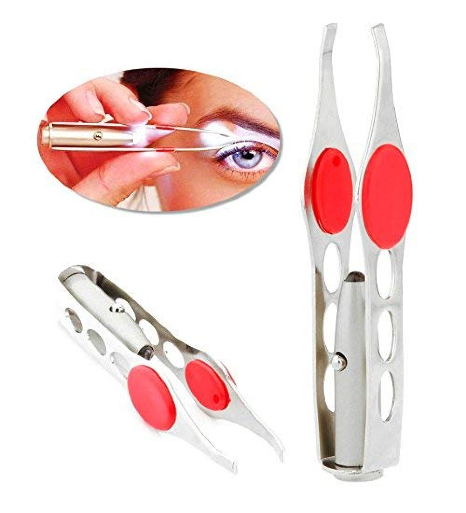 Takestop YF_17359 Professional Tweezer with LED Eyebrows Light Puffer
