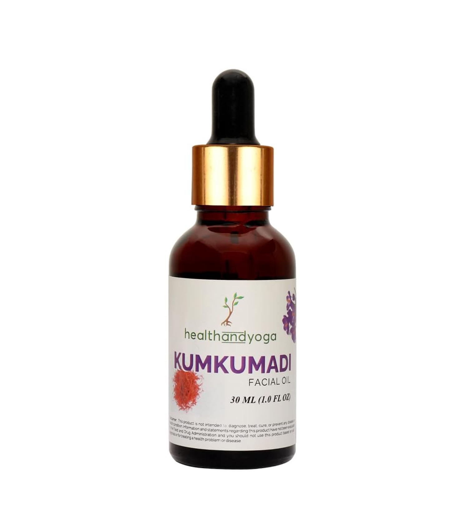 HealthAndYoga Kumkumadi Face Glow Oil - 100% Ayurvedic - Boosts glow & brightens Skin - Anti-Aging - Reduces dark spots pigmentation - For all Skin types - 30 ml - Buy Online on GoSupps.com