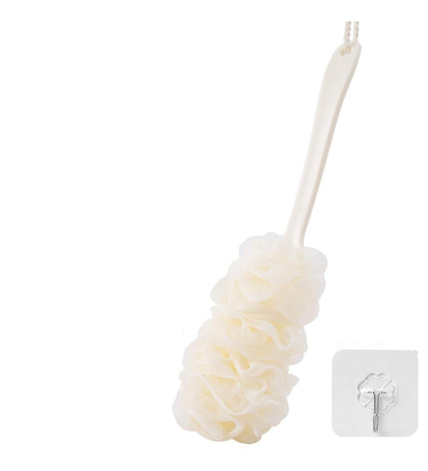 ZMTONE Long Handle Shower Back Scrubber - Soft Nylon Mesh Bath Brush for Men and Women - White - Buy Online on GoSupps.com