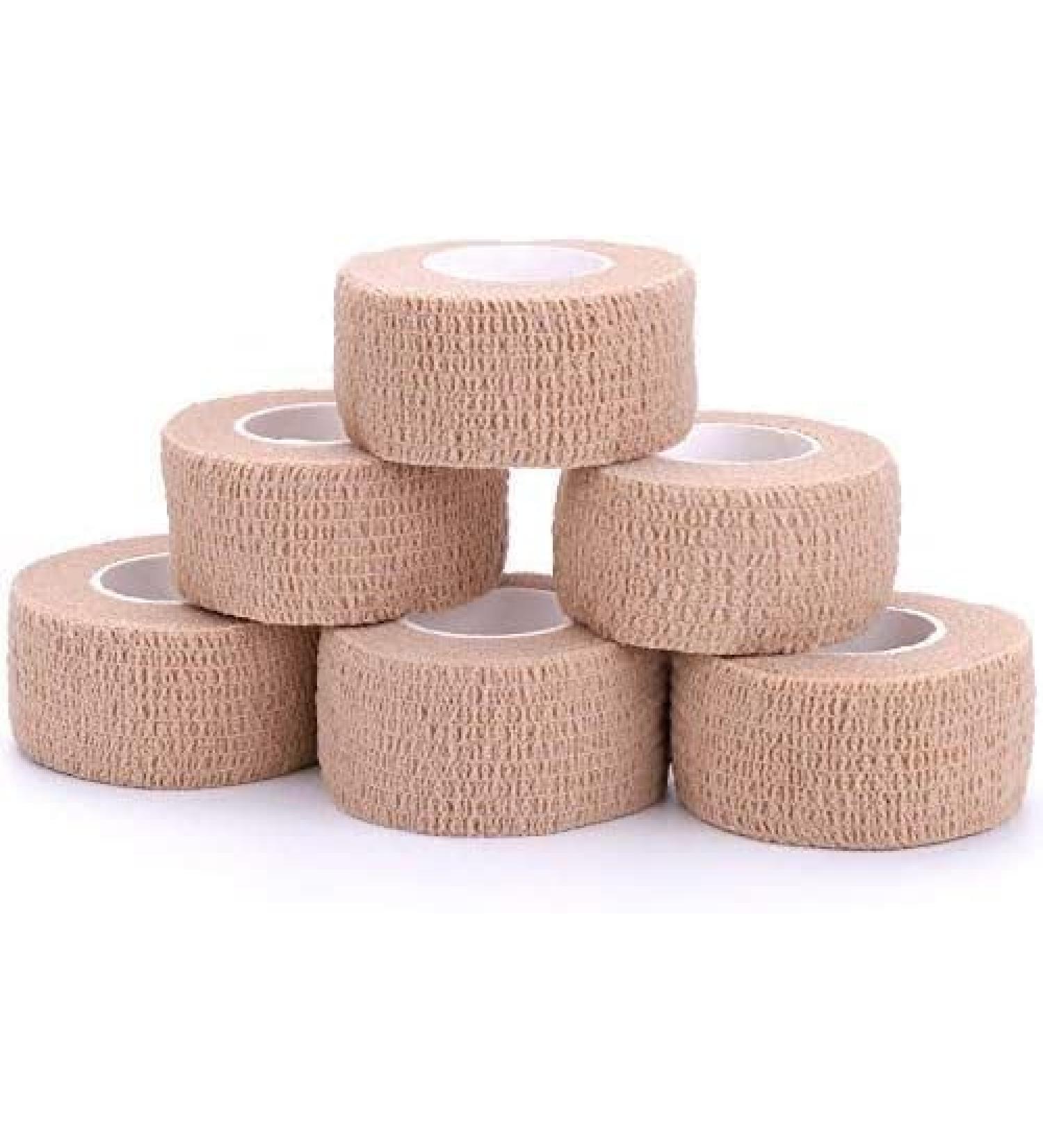Self-Adhesive Cohesive Wrap Bandage - Flexible Stretch Tape for Athletic Support & First Aid - 6 Packs 1" x 5 Yards - Ideal for Wrist & Ankle Sprains - Buy Online on GoSupps.com