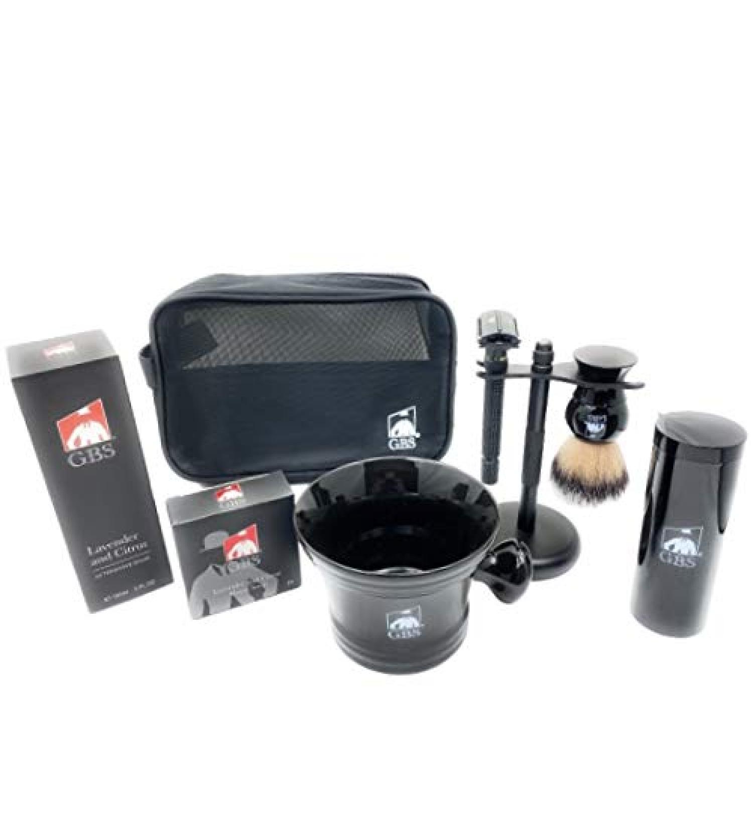 Shop G.B.S Grooming Gift Set - Double Edge Safety Razor Shaving Accessories & Travel Bag - Ideal Gift for Men - Buy Online on GoSupps.com