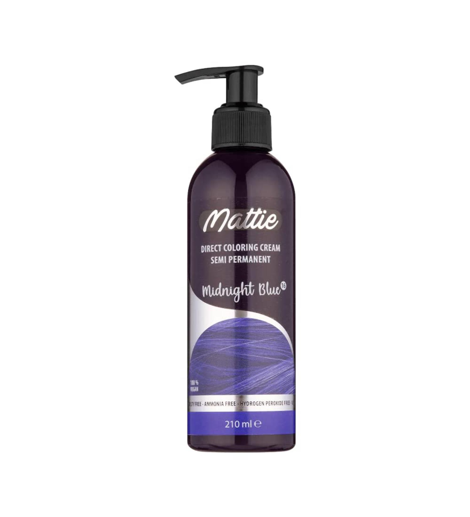 Mattie 16 Midnight Blue - Vegan Semi-Permanent Hair Dye (210ml) - Direct Color Cream for Vibrant Hair  - Buy Online on GoSupps.com
