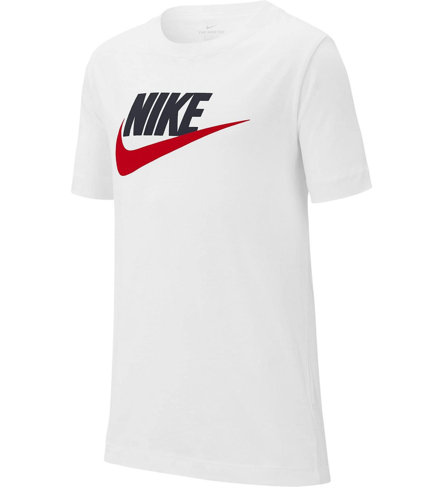Nike Boys B NSW Tee Futura Icon Td T-Shirt 10-12 Years | White/Obsidian/University Red - Shop Internationally - Buy Online on GoSupps.com