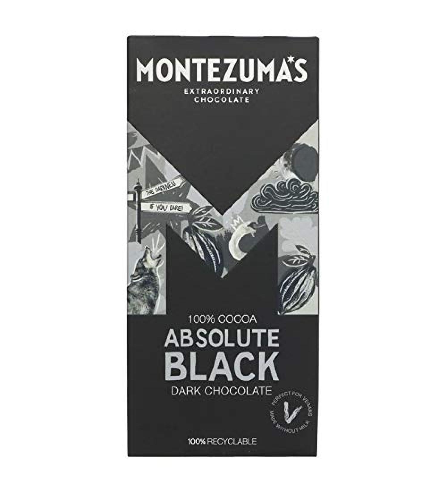 Montezuma Montezuma's - Absolute Dark Chocolate Bar 100% Cocoa 100g (pack of 9)