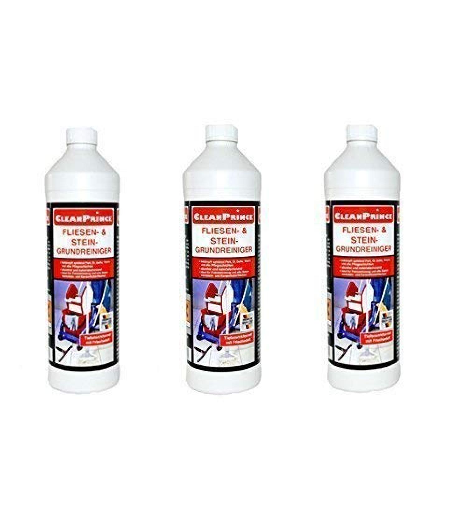 3 x 1 Liter 3 cleanprince Tiles and Stone Detergent 1000 ML Porcelain Stoneware Soap Gloss Gastro Hotel Gastronomy Oil Rubber Gum Abrasion Grease Cleaning Base Unterhaltsreinigung - Buy Online on GoSupps.com