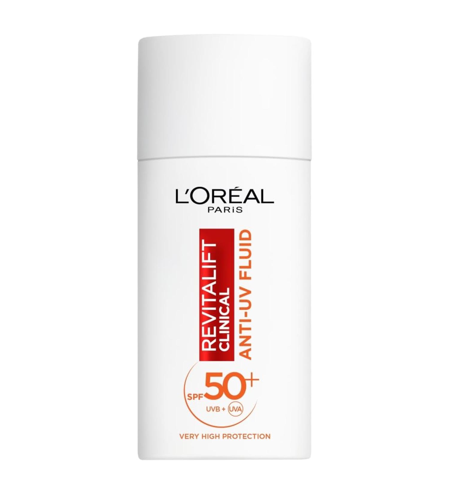 L Or al Paris Revitalift Clinical SPF 50+ Invisible UV Fluid Protect Prevent and Improve Ageing Signs Non-Oily Formula for All Skin Tones Advanced UV Protection and Antioxidant Vitamin C 50ml - Buy Online on GoSupps.com