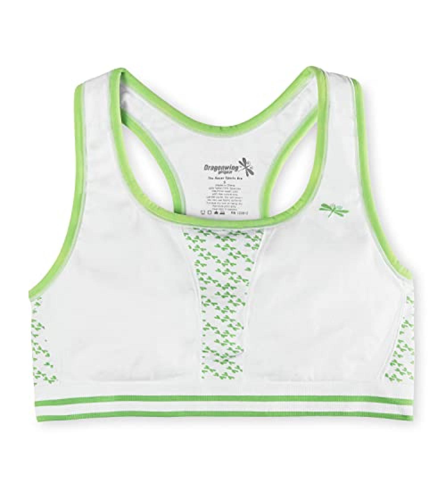 Dragonwing Seamless Girls Racerback Sports Bra - White With Lime, Size 12 | Teen & Tween Quick Dry Training Bra - Buy Online on GoSupps.com