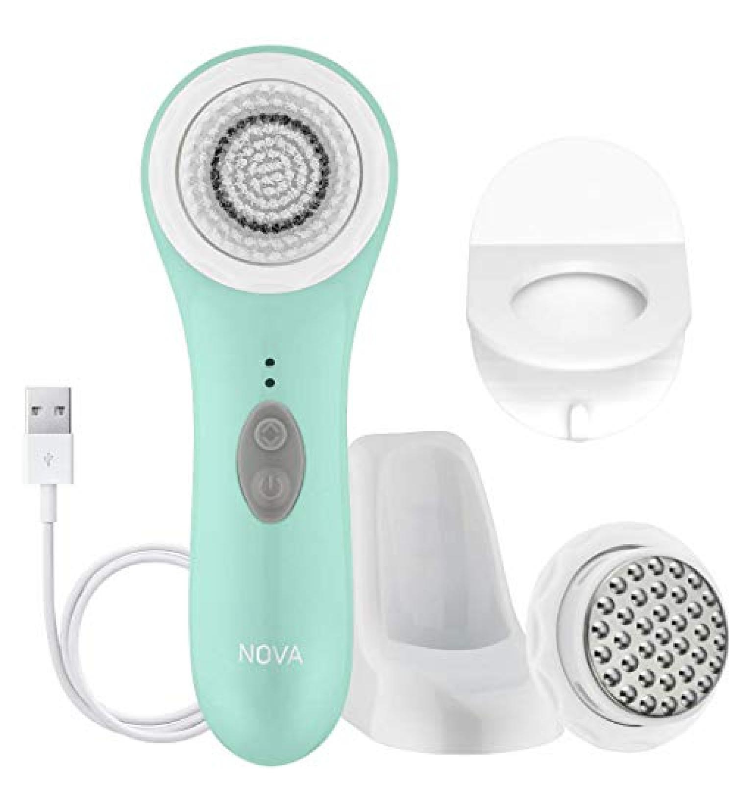 Spa Sciences NOVA Sonic Facial Cleansing Brush - Patented Exfoliating System, 3 Speeds, Waterproof, USB Rechargeable - Buy Online on GoSupps.com