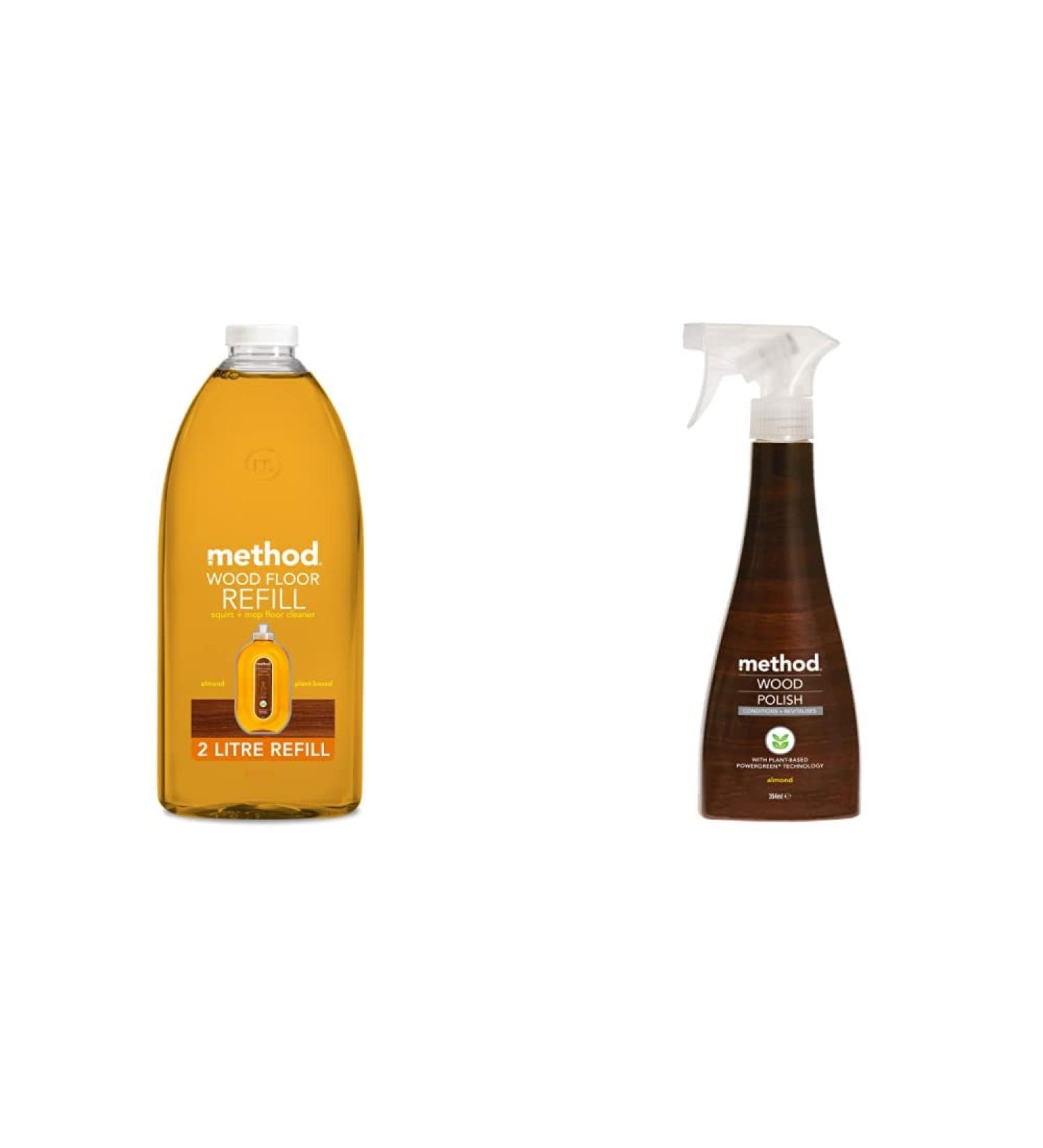Method Wood Floor Cleaner Almond 739ml (Pack of 1) & Wood Polish Spray Floor Cleaner For Wood Almond 354 ml 2 Litres + Wood Polish Spray - Buy Online on GoSupps.com