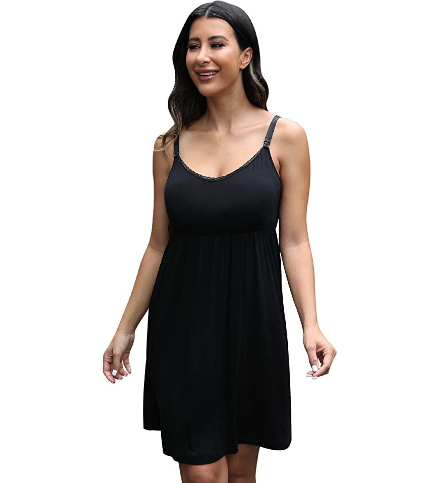 Sosolism Women's Nursing Nightdress | Padded Lace Trim Maternity Dress - Buy Online on GoSupps.com