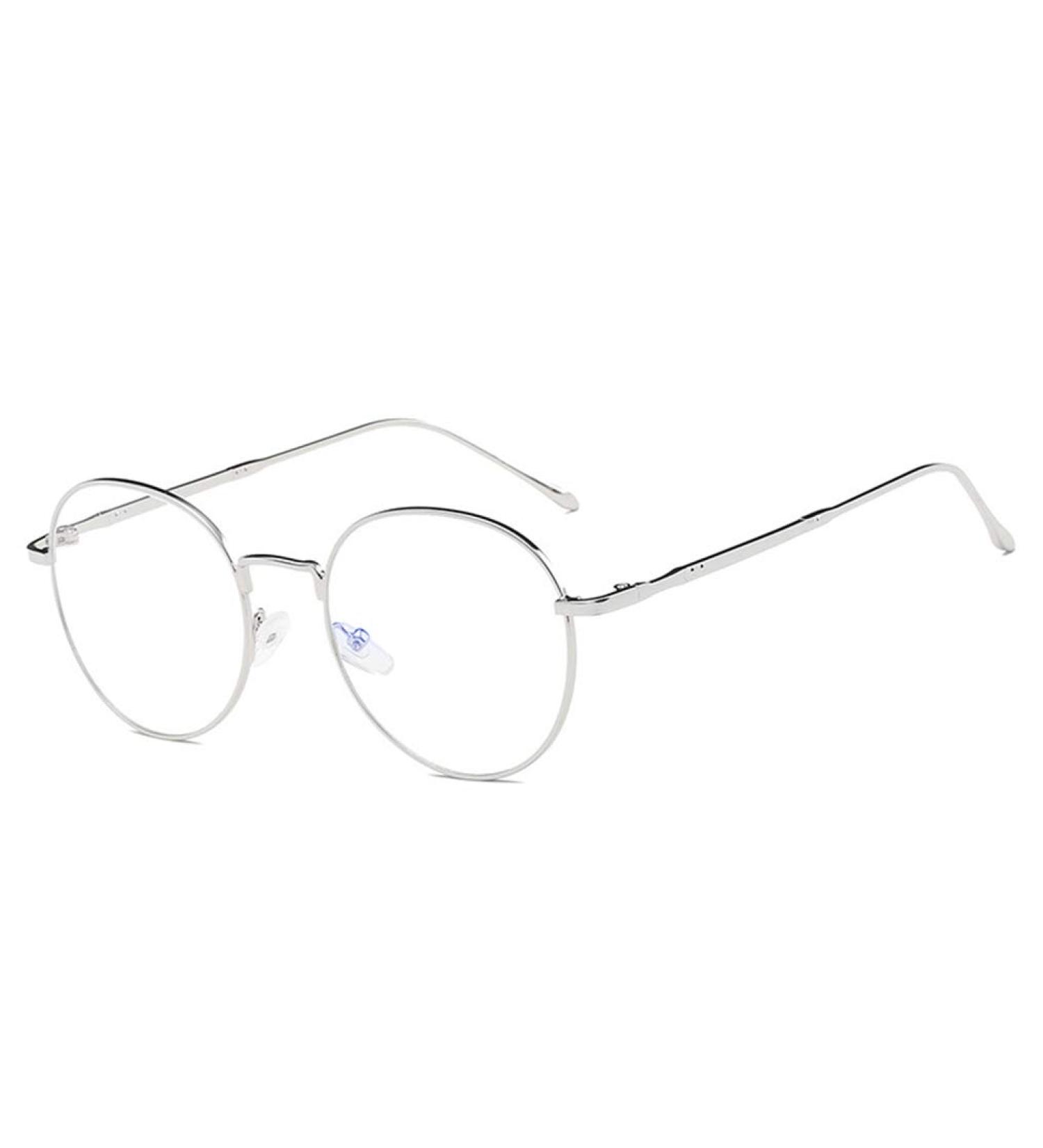 DAUCO Unisex Blue Light Filter Glasses - Retro Sixties Round Metal Glasses for Women & Men - Silver Perfect for Eye Protection & Style - Buy Online on GoSupps.com
