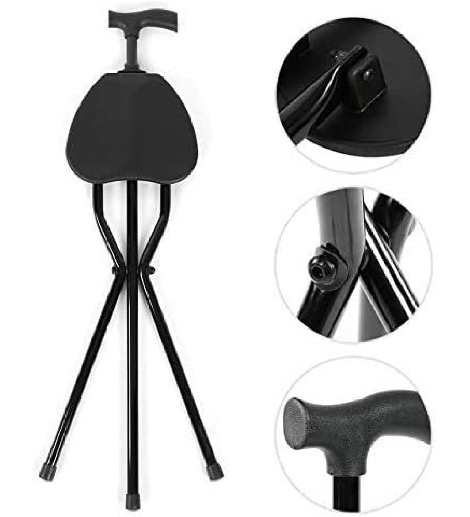 Walking Stick with Seat Garden tool parts Foldable Crutch with Seat 3 Legs Handle Cane Walking Stick Unisex for Elderly Household tool parts for Elderly Gift Selfless dedication - Buy Online on GoSupps.com