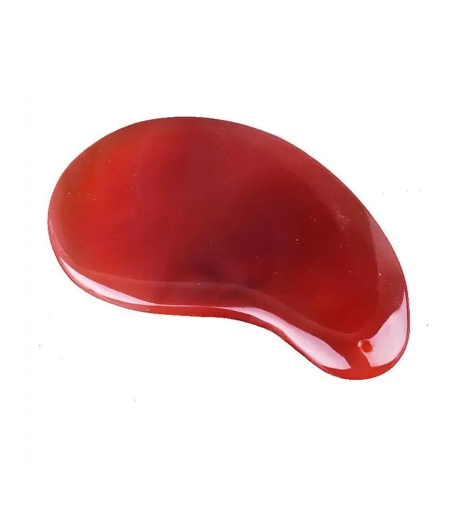 Red Gouache Gua Sha Jade Massager - Type 3 Facial Scraper for Relaxation & Skincare - Buy Online on GoSupps.com
