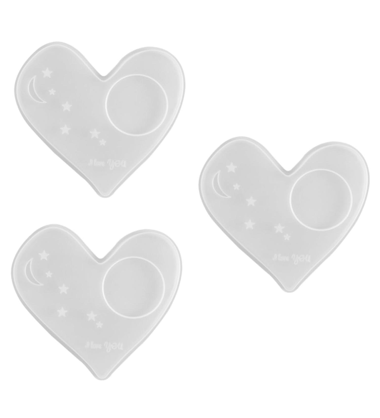 NUOBESTY 3pcs Coaster Mold Silicone Molds Heart Silicone Zip Pull Crystal Epoxy Mold Crafts Heart-shaped Whitex3pcs 13.6X13CMx3pcs - Buy Online on GoSupps.com