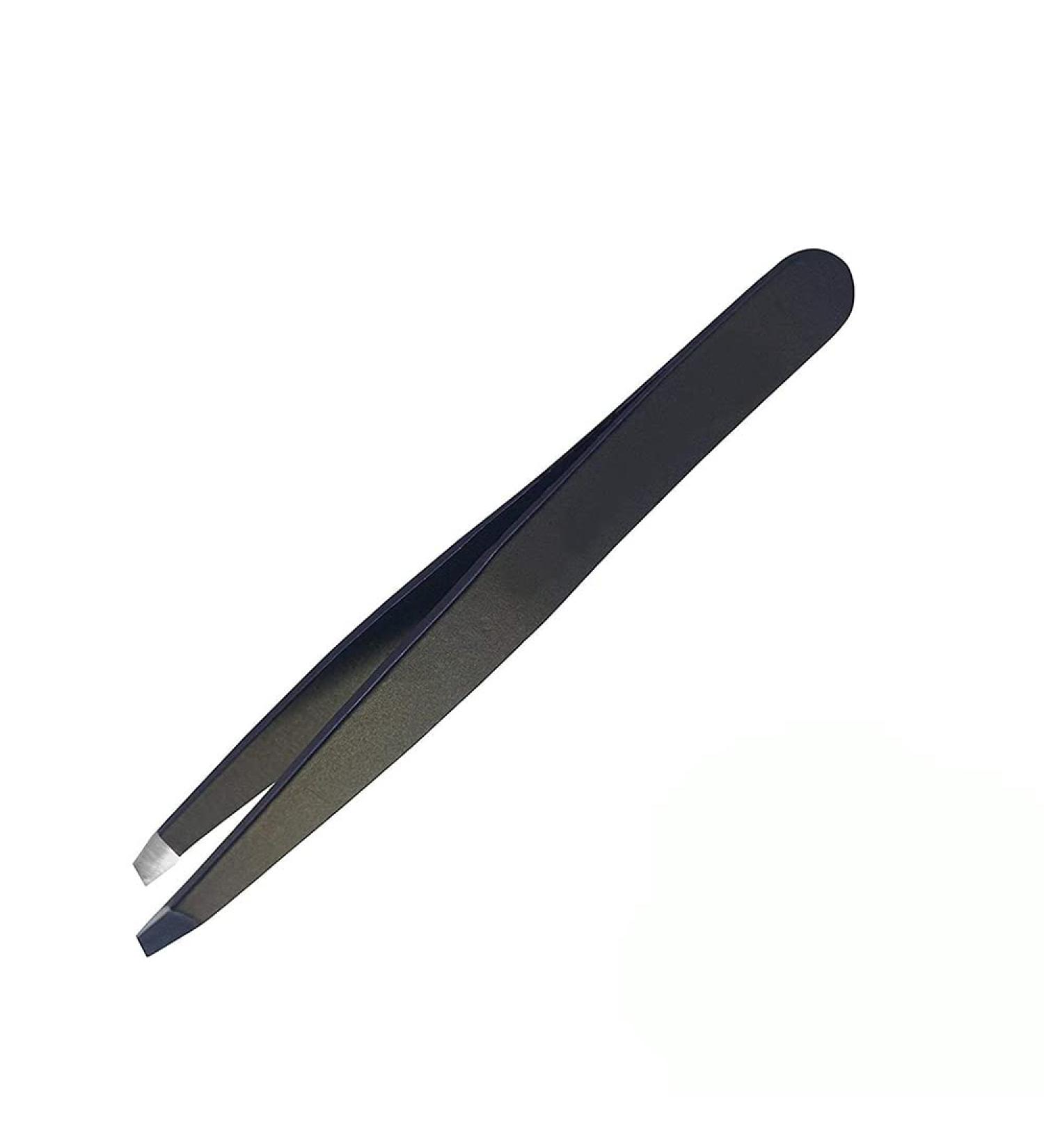 Premium Stainless Steel Eyebrow Tweezers | Black Precision Tweezers for Eyebrow Beard & Hair Care | International Shipping - Buy Online on GoSupps.com
