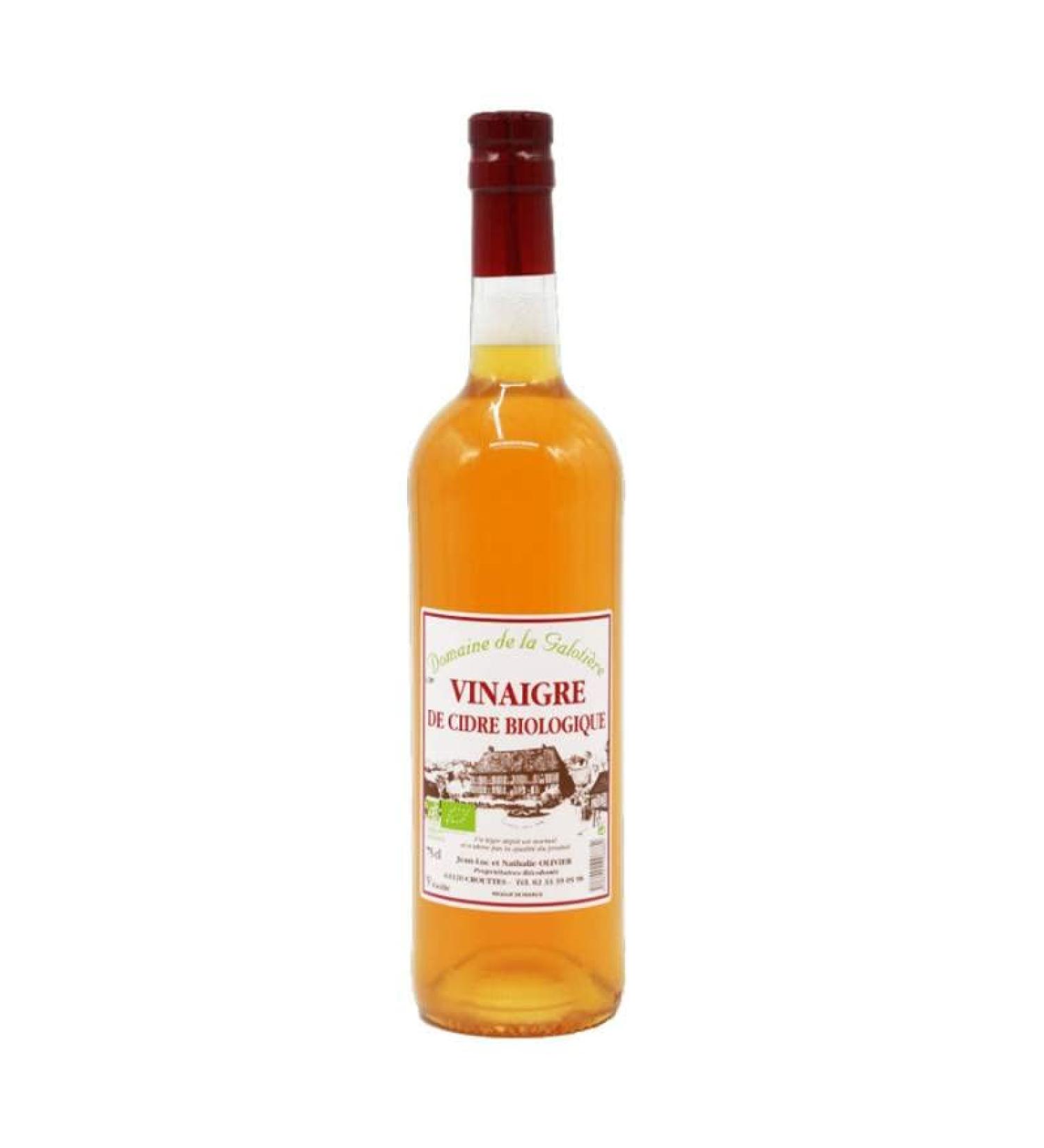 Unfiltered organic cider vinegar aged in oak barrels - Domaine de la Galotière - bottle 75cl - Producs-Normandie