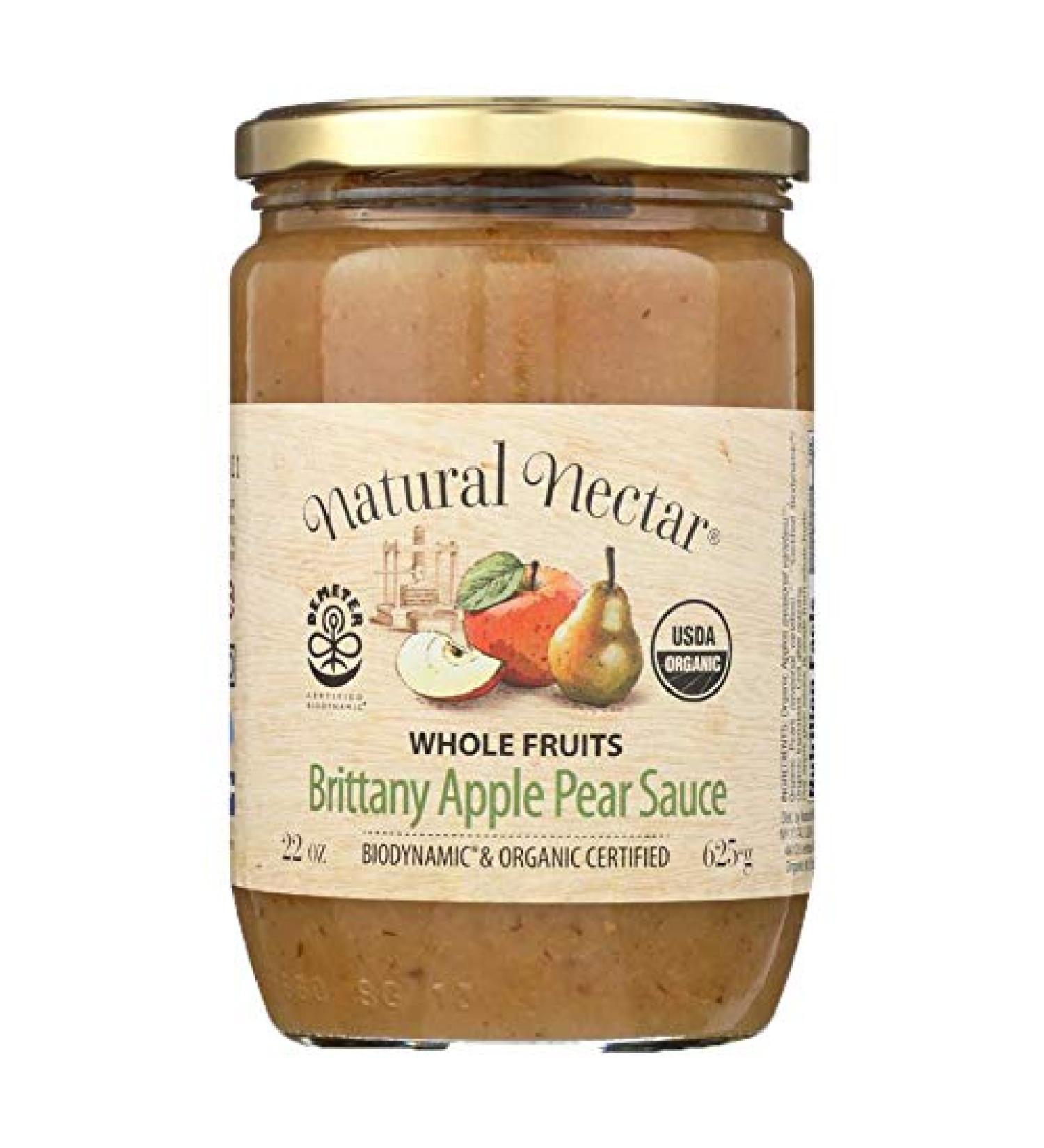 Natural Nectar Brittany Apple & Pear Sauce Biodynamic USDA Organic, 22 oz (1 Pack)
