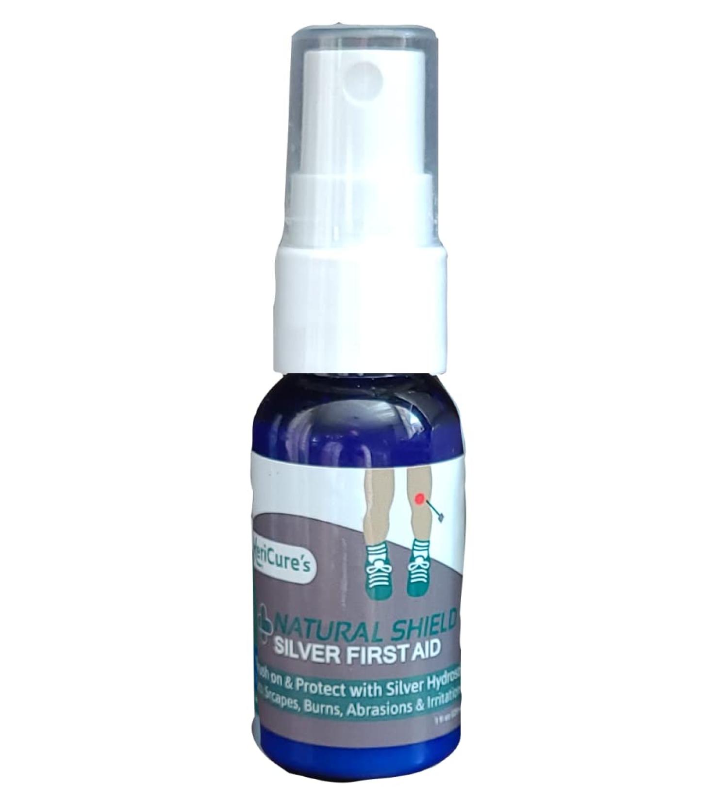 Natural Shield Silver First Aid Spray Bandage - Silver Hydrosol for Cuts Burns & Abrasions - Made in USA by Woman-Owned Small Business - Buy Online on GoSupps.com
