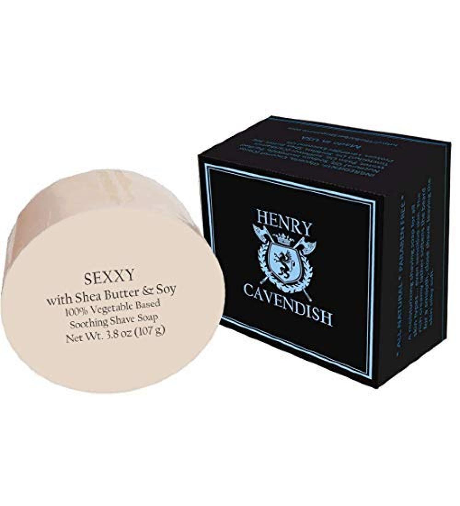 Henry Cavendish Sexxy (Fresh Cedar Blend) Shave Soap - Premium Natural Shaving Puck for Men & Women | Shea Butter & Coconut Oil for Rich Lather | Moisturizing & Comfortable Shave - Buy Online on GoSupps.com