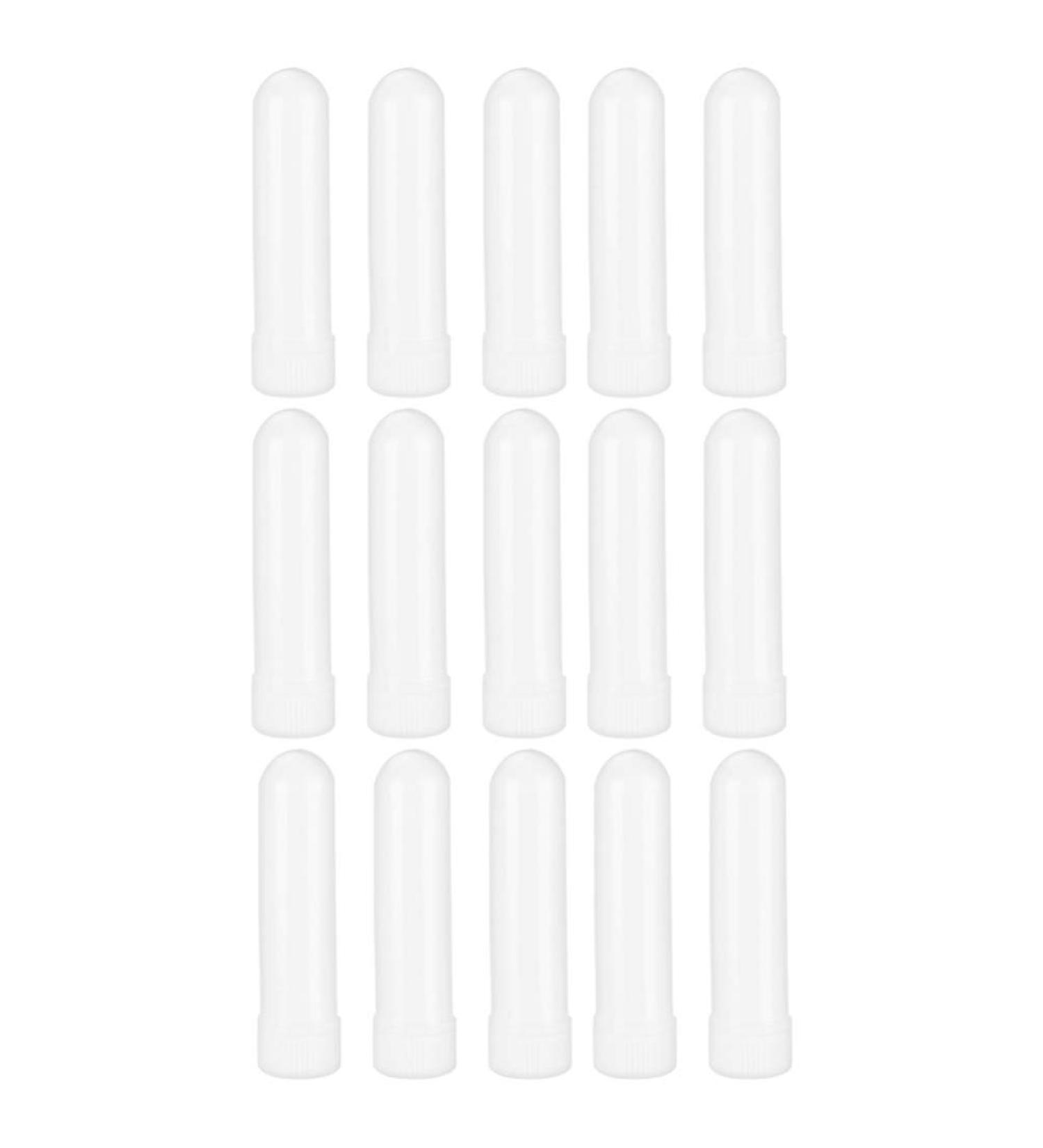 15 Pcs Refillable Essential Oil Nasal Inhaler Tubes - Plastic Aromatherapy Sticks (White) - Buy Online on GoSupps.com