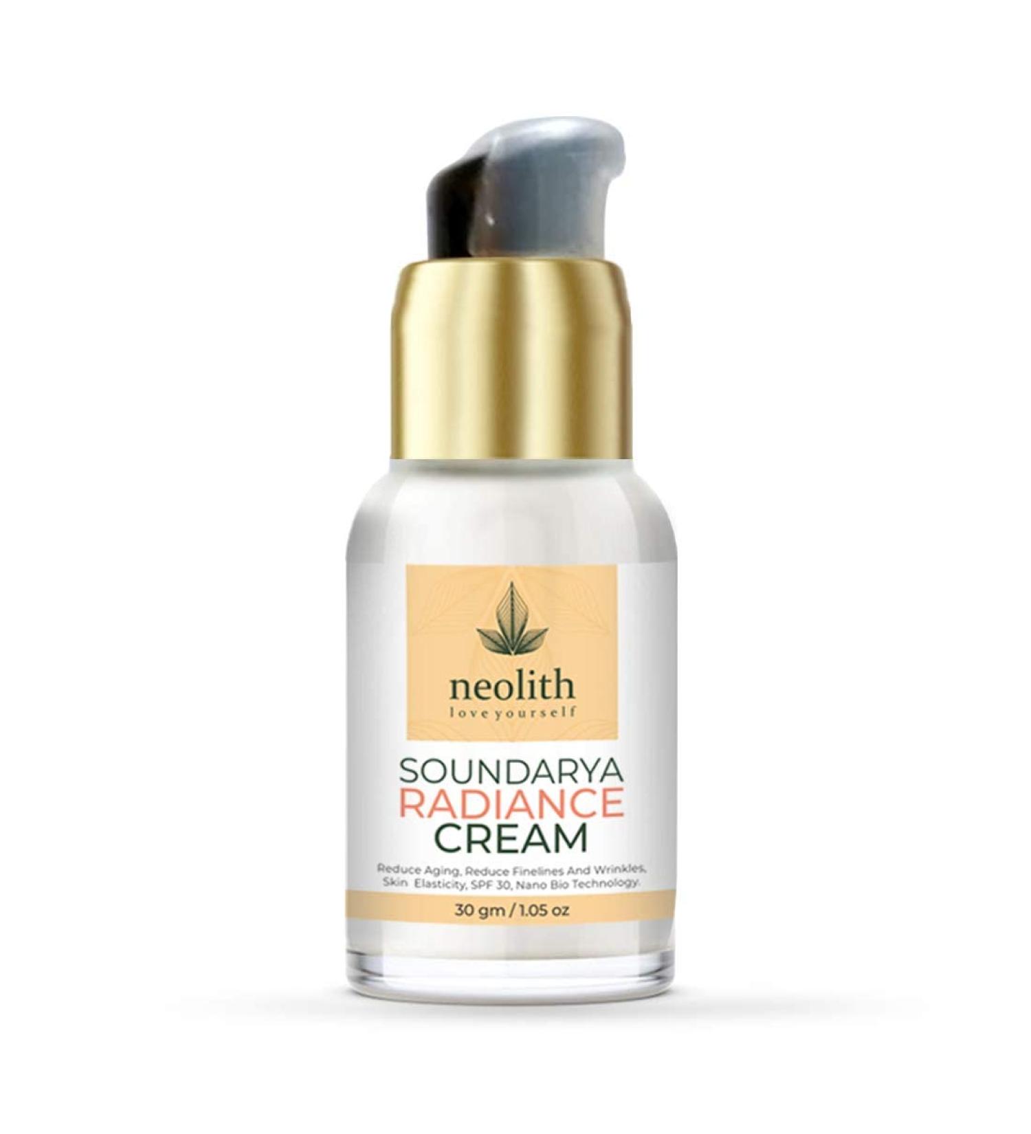 Neolith Saundarya Radiance Face Cream for Glowing Skin Calming Moisturizer Natural Tone Booster Anti Aging Skin Tightening | Nano Bio Technology Korea | 30gm | No Silicon Mineral Oil - Buy Online on GoSupps.com