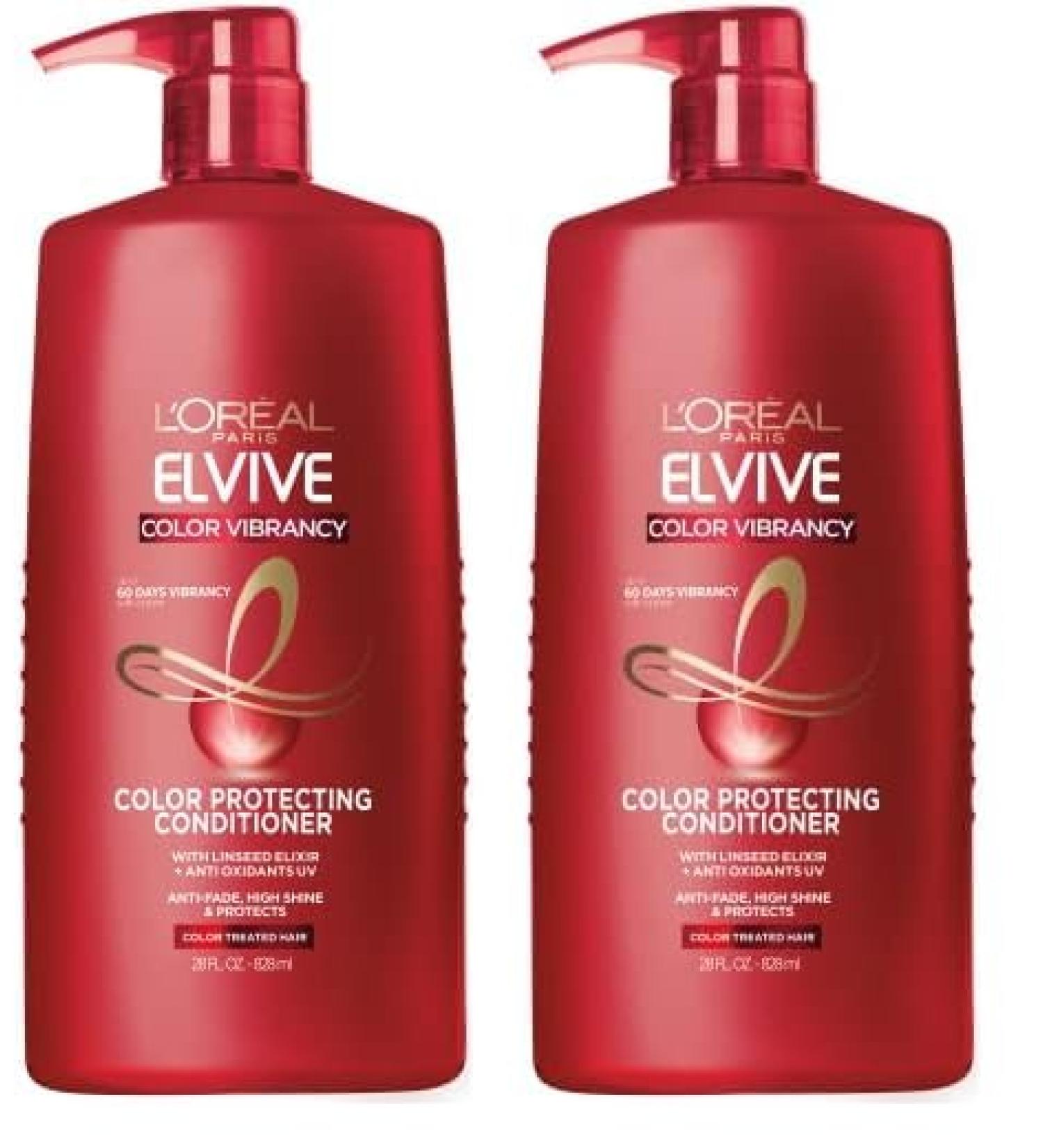 L'Oreal Paris Elvive Color Vibrancy Conditioner - Protects & Enhances Color-Treated Hair - Linseed Elixir & Anti-Oxidants - 28 Fl Oz - Buy Online on GoSupps.com