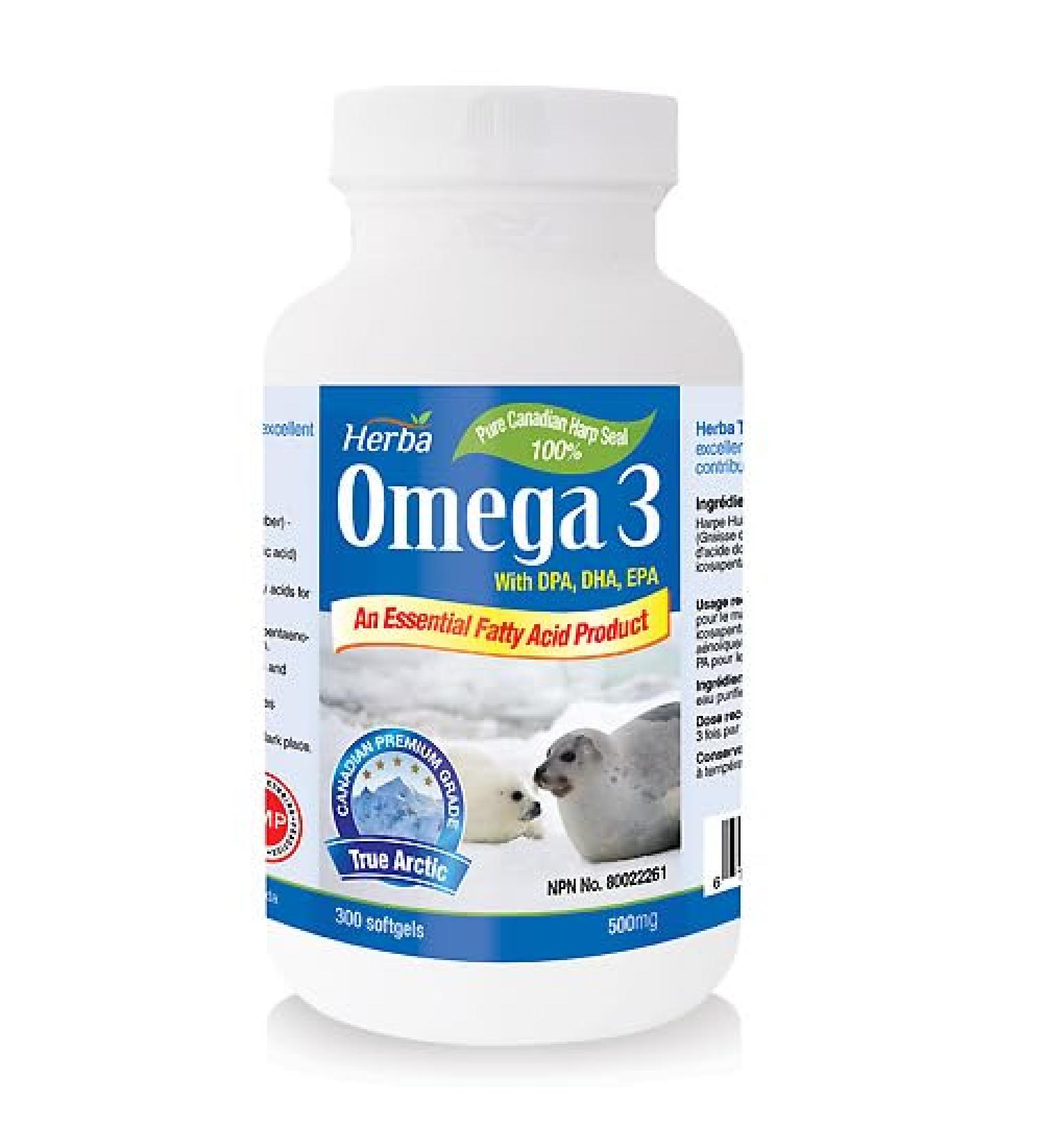 Herba Seal Oil Omega 3 Supplements 300 Softgels | Source of Essential Omega 3 Fatty Acid | Harp Seal Oil | Source of EPA DHA and DPA | Made in Canada - Buy Online on GoSupps.com