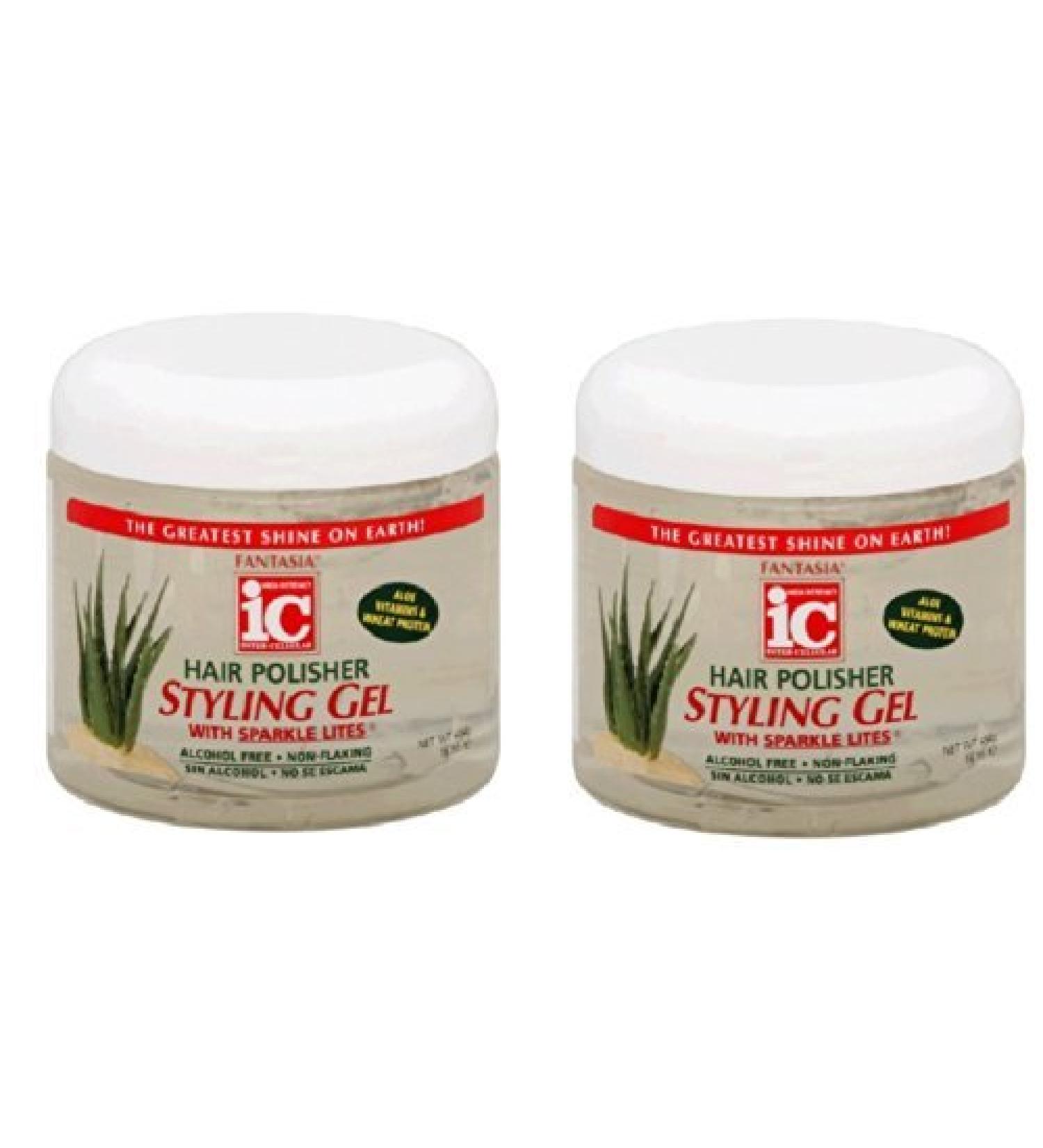 Fantasia High Potency IC Hair Polisher Styling Gel with Sparkle Lites 16 oz (Pack of 2)