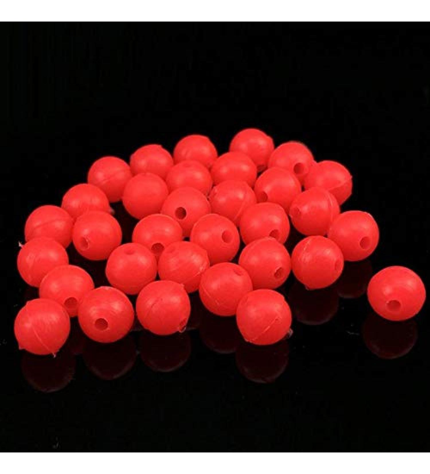 Stellar Fishing Line Beads Round 8mm Glow Fishing Line Leader Rig Fishing Tackle (Red 100 Pack)