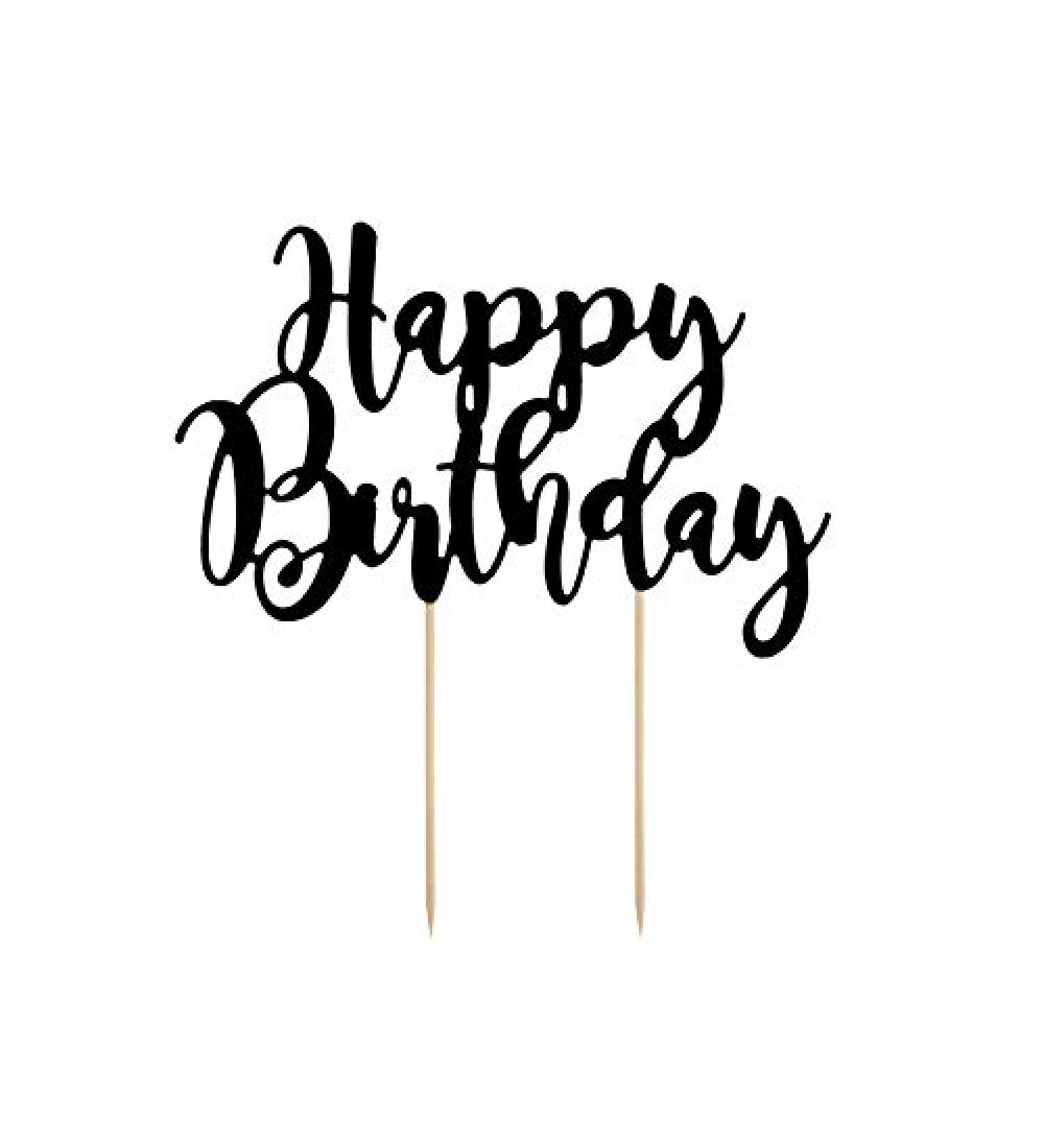 Schnooridoo Cake Topper - Elegant Black Happy Birthday Decoration for Weddings & Birthdays | International Shipping - Buy Online on GoSupps.com