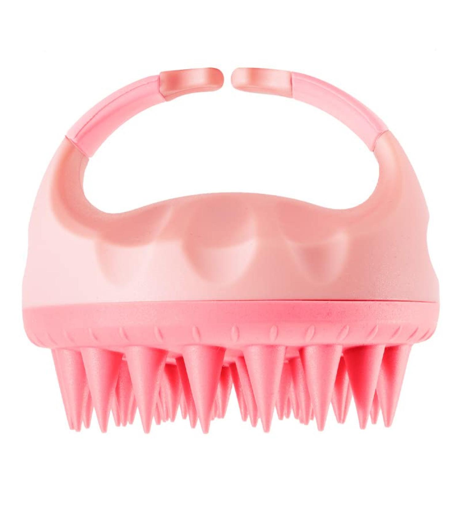 Inyetri scalp massage device silicone shampoo-brush in wet and dry non-slip hair massage brush soft shampoo brush bathing carpak for hair care and head relaxation (pink)